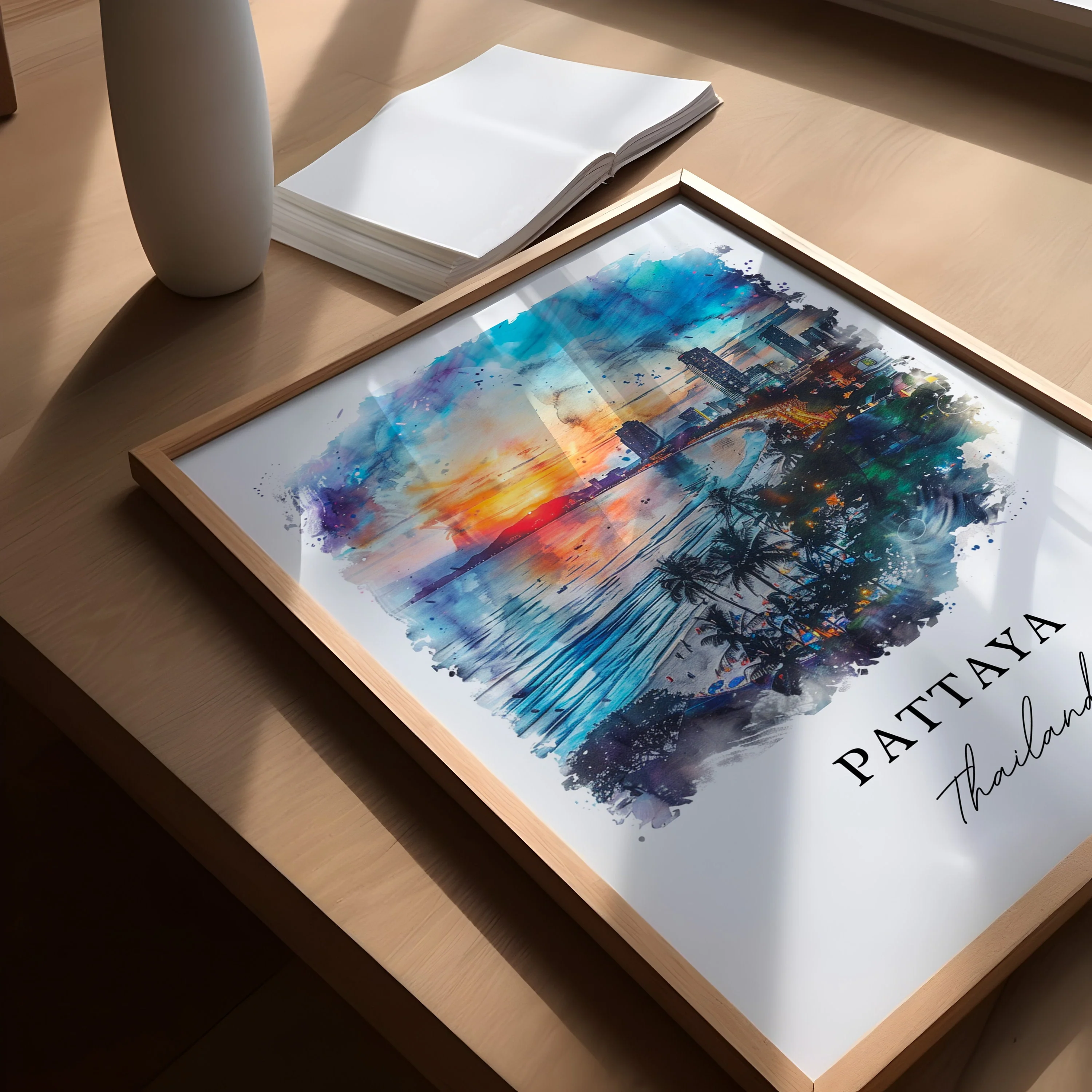 Pattaya, Thailand – Watercolor Art Print - Image 3