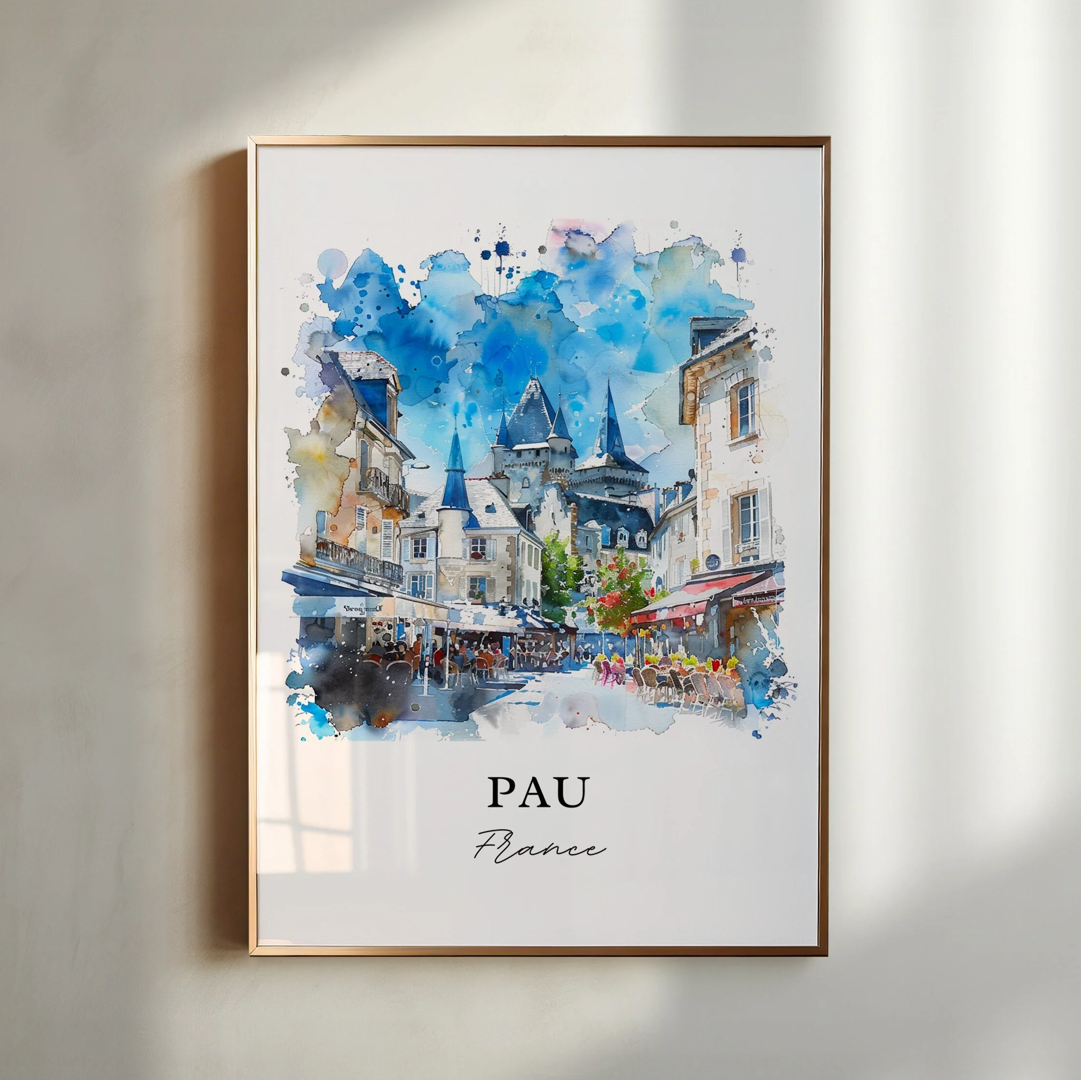 Pau, France – Watercolor Art Print