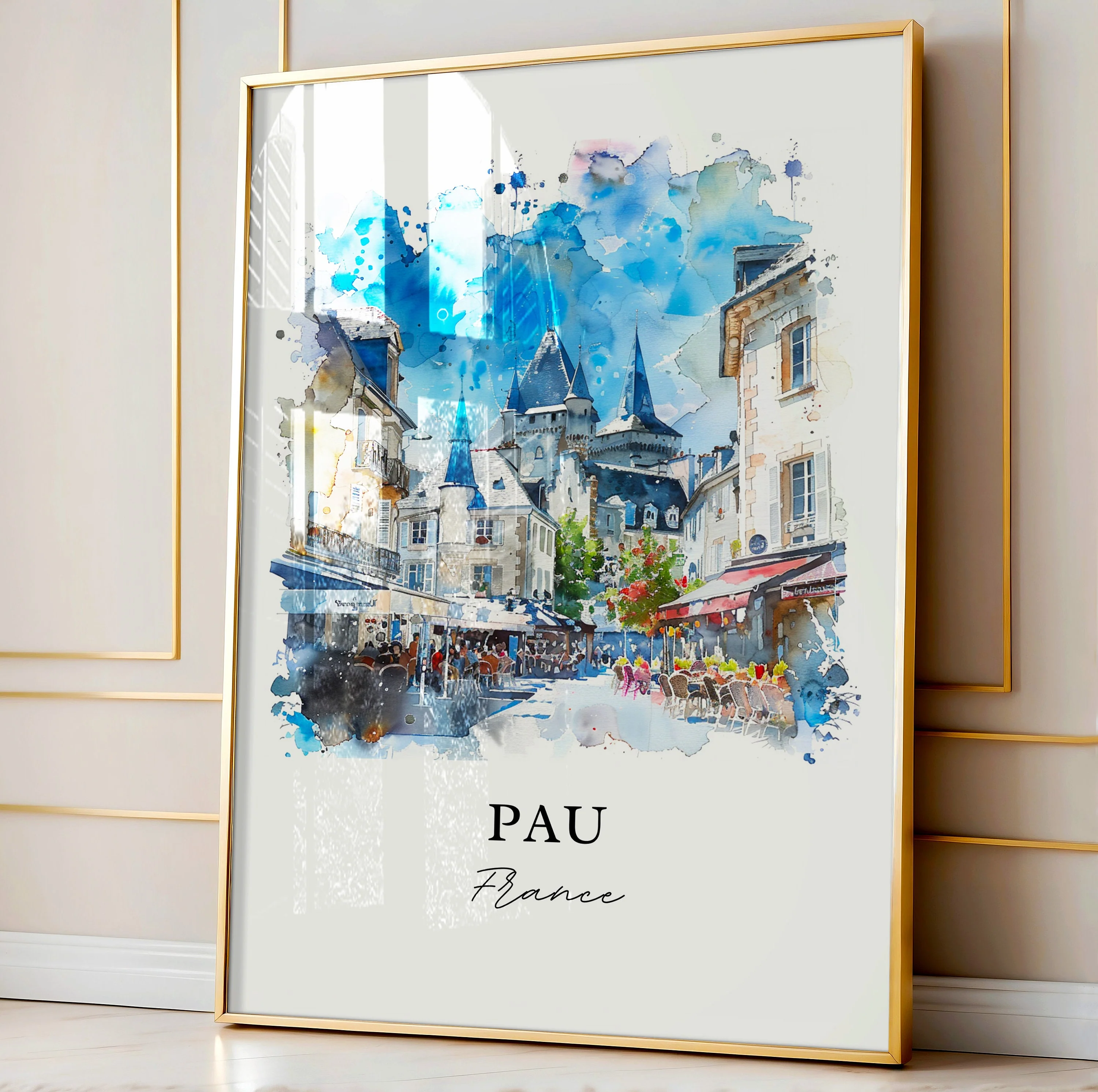 Pau, France – Watercolor Art Print - Image 4