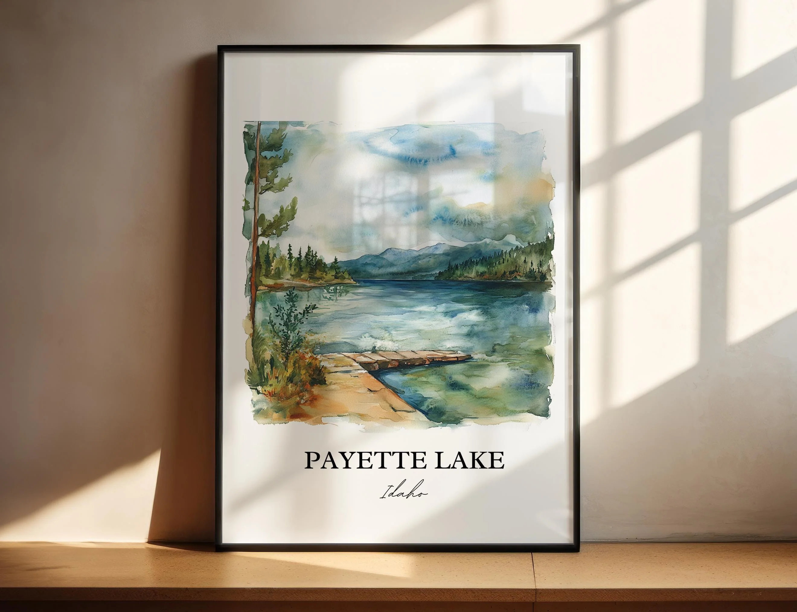 Payette Lake, Idaho, USA – Watercolor Art Print
