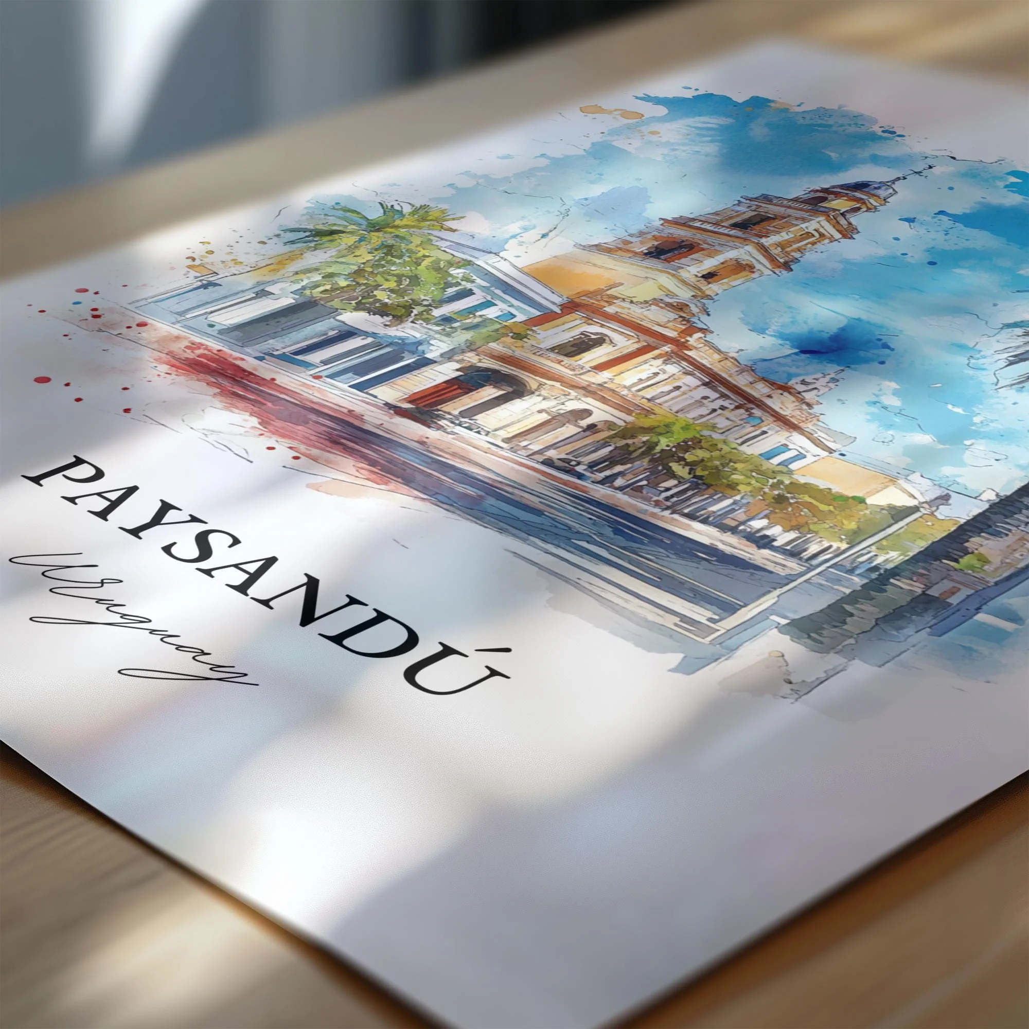 Paysandú, Uruguay – Watercolor Art Print - Image 2