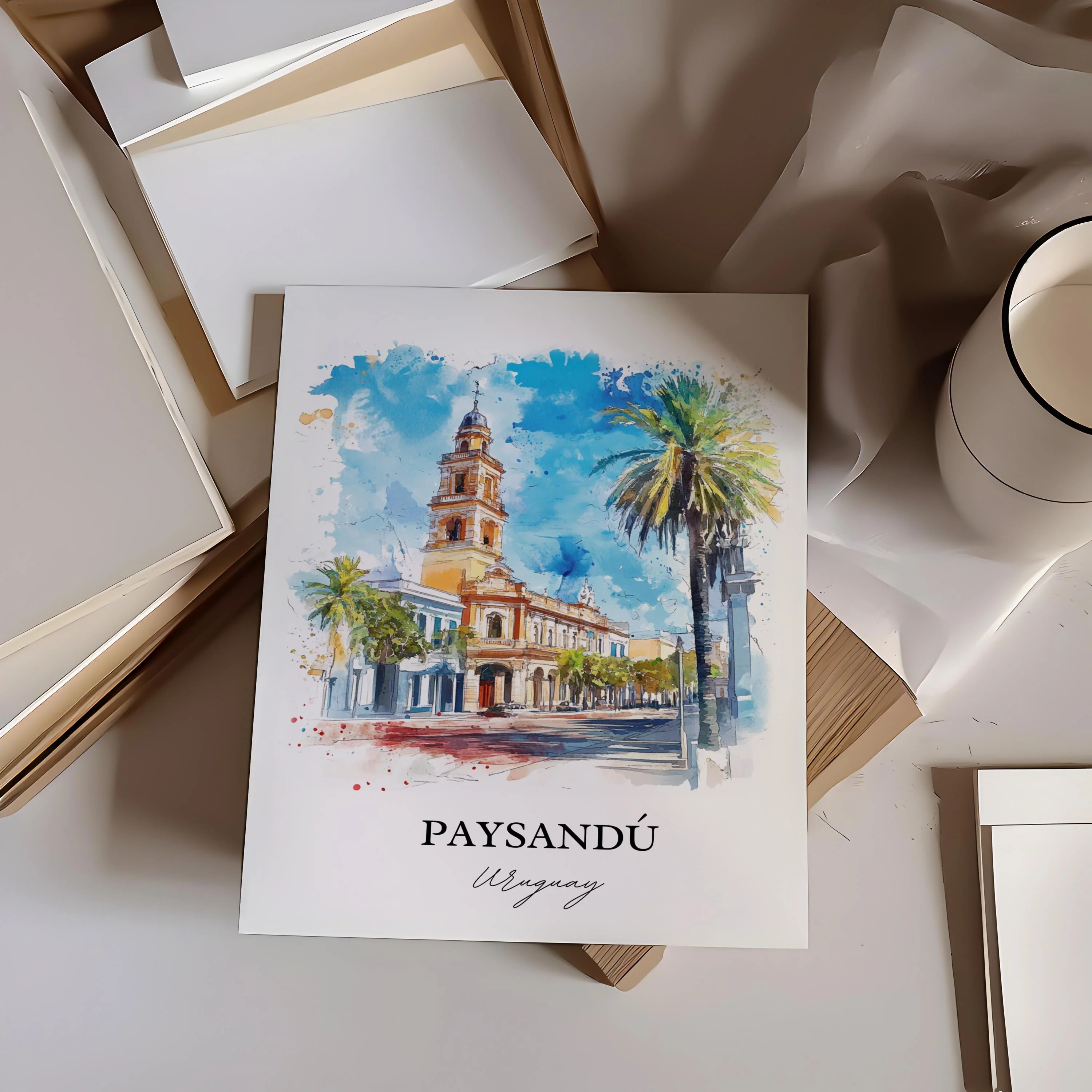 Paysandú, Uruguay – Watercolor Art Print - Image 3