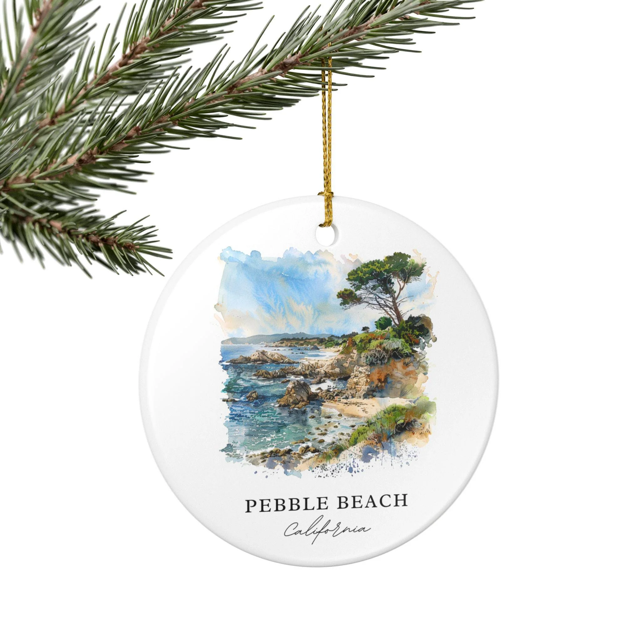 Pebble Beach CA Ornament: Unique Pebble Beach Souvenir, Pebble Beach Xmas Decor, and Authentic Pebble Beach California Gift - Image 5