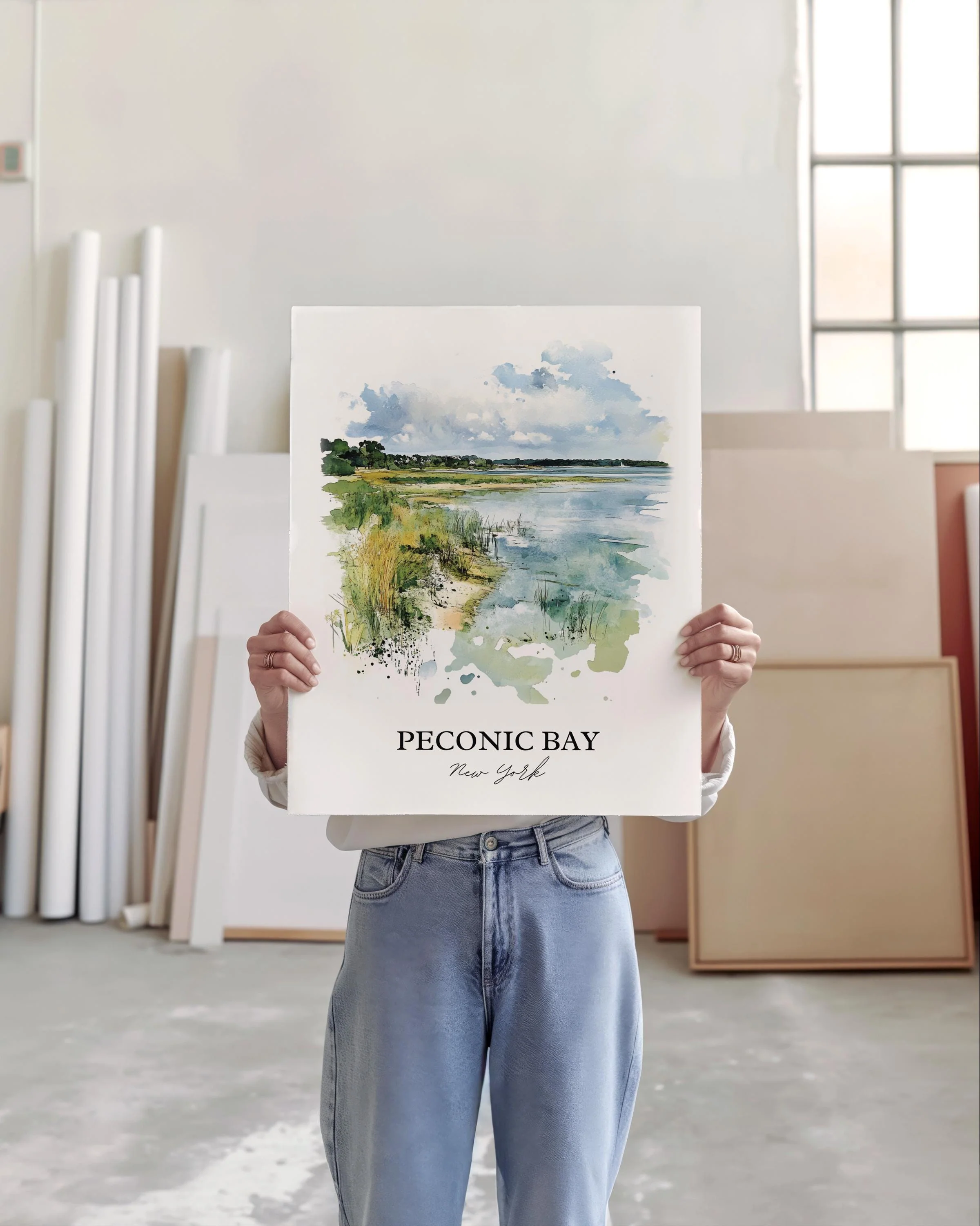 Peconic Bay, USA – Watercolor Art Print - Image 4