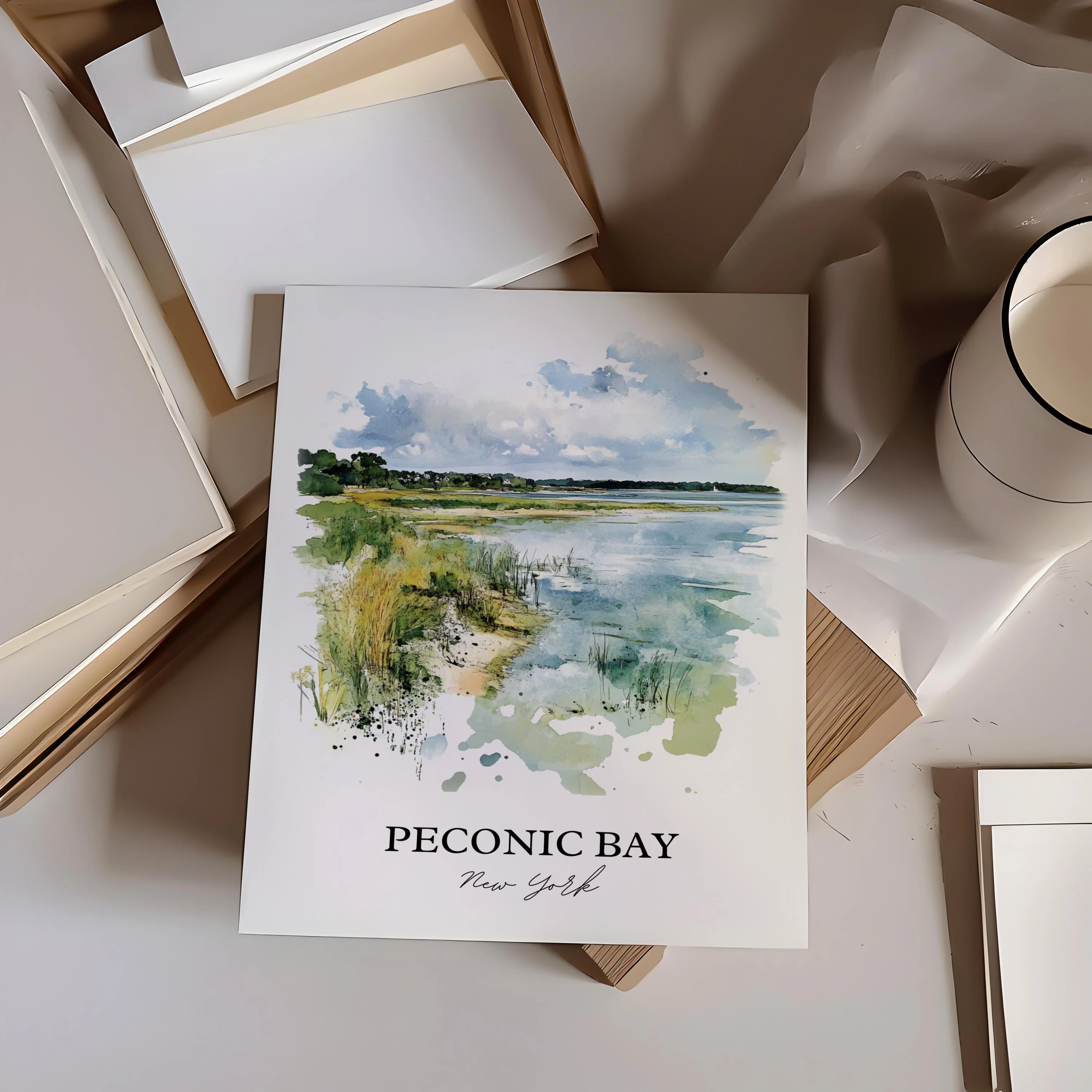 Peconic Bay, USA – Watercolor Art Print - Image 5