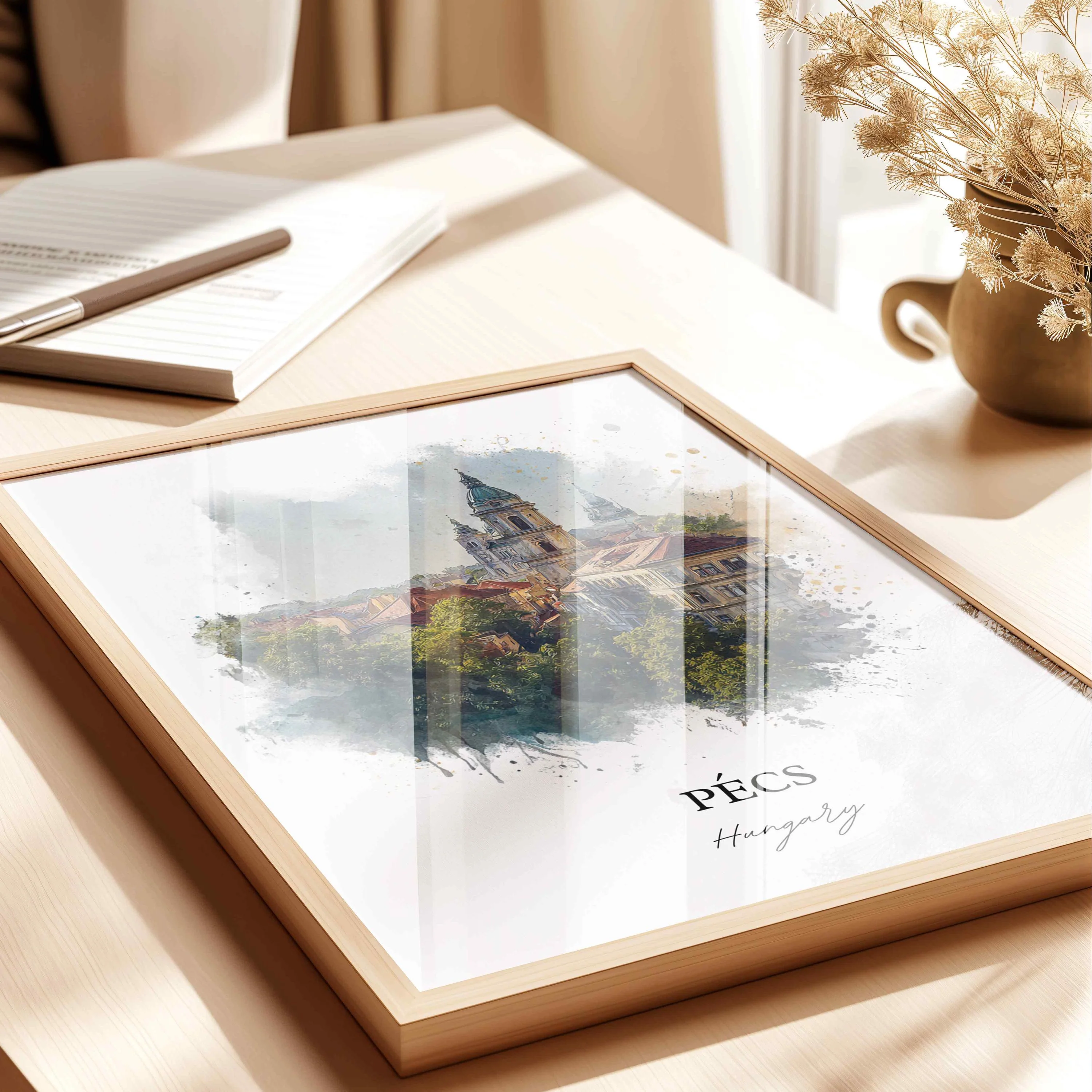 Pecs, Hungary – Watercolor Art Print of Mecsek Mountains - Image 5