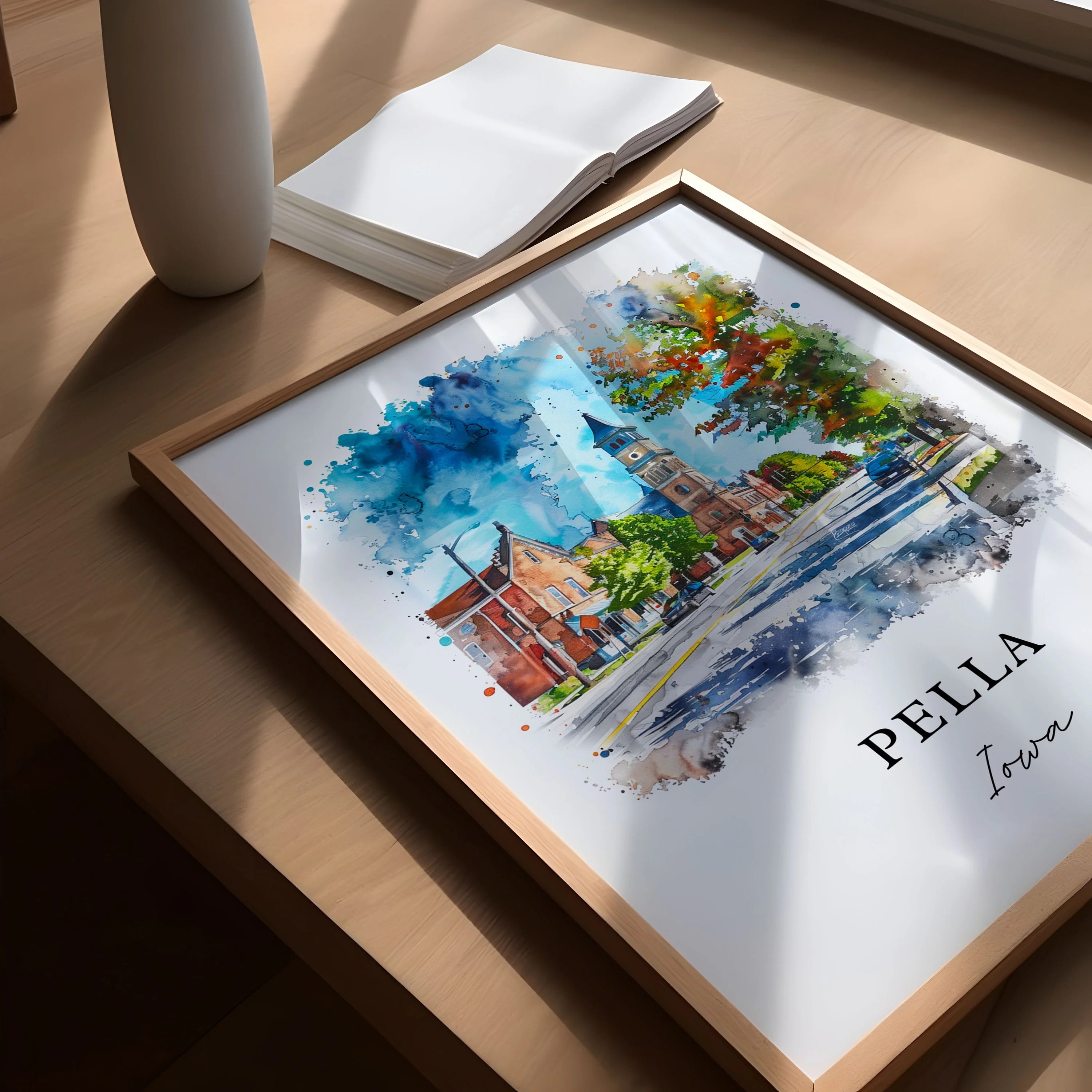 Pella, Iowa, Iowa – Watercolor Art Print - Image 3