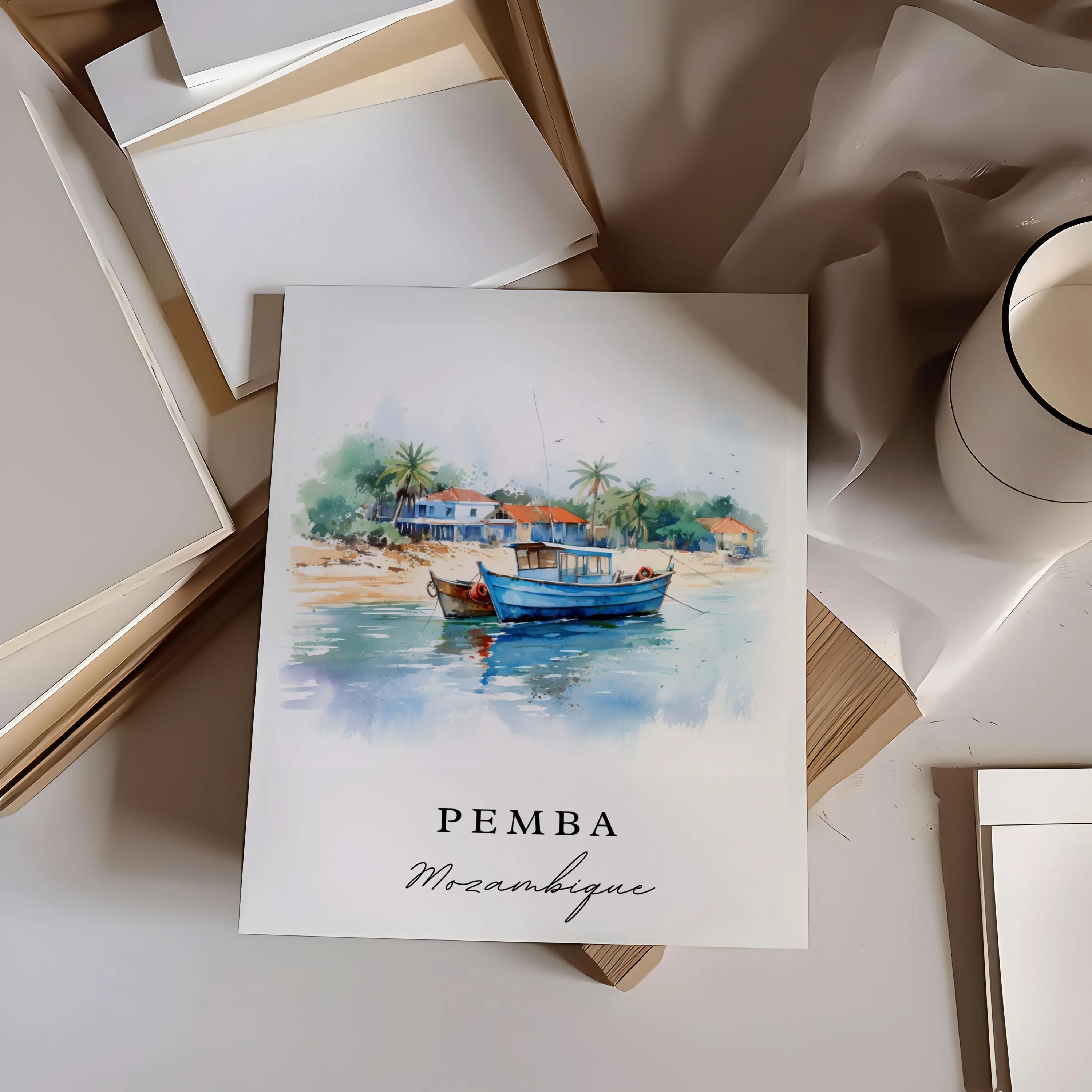 Pemba, Mozambique – Watercolor Art Print - Image 2