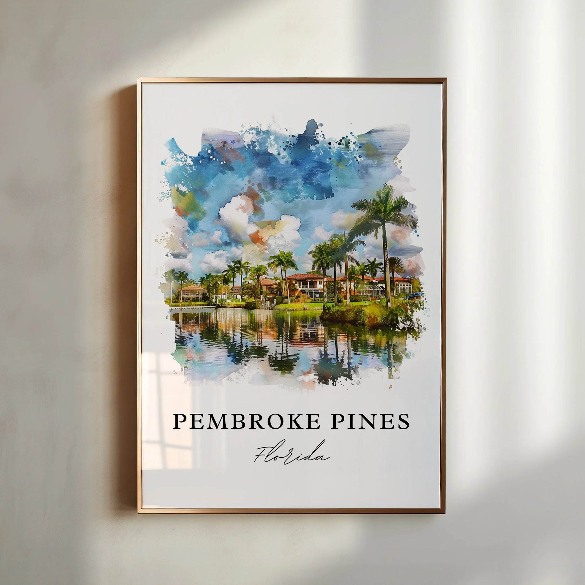 Pembroke Pines, FL, USA – Watercolor Art Print