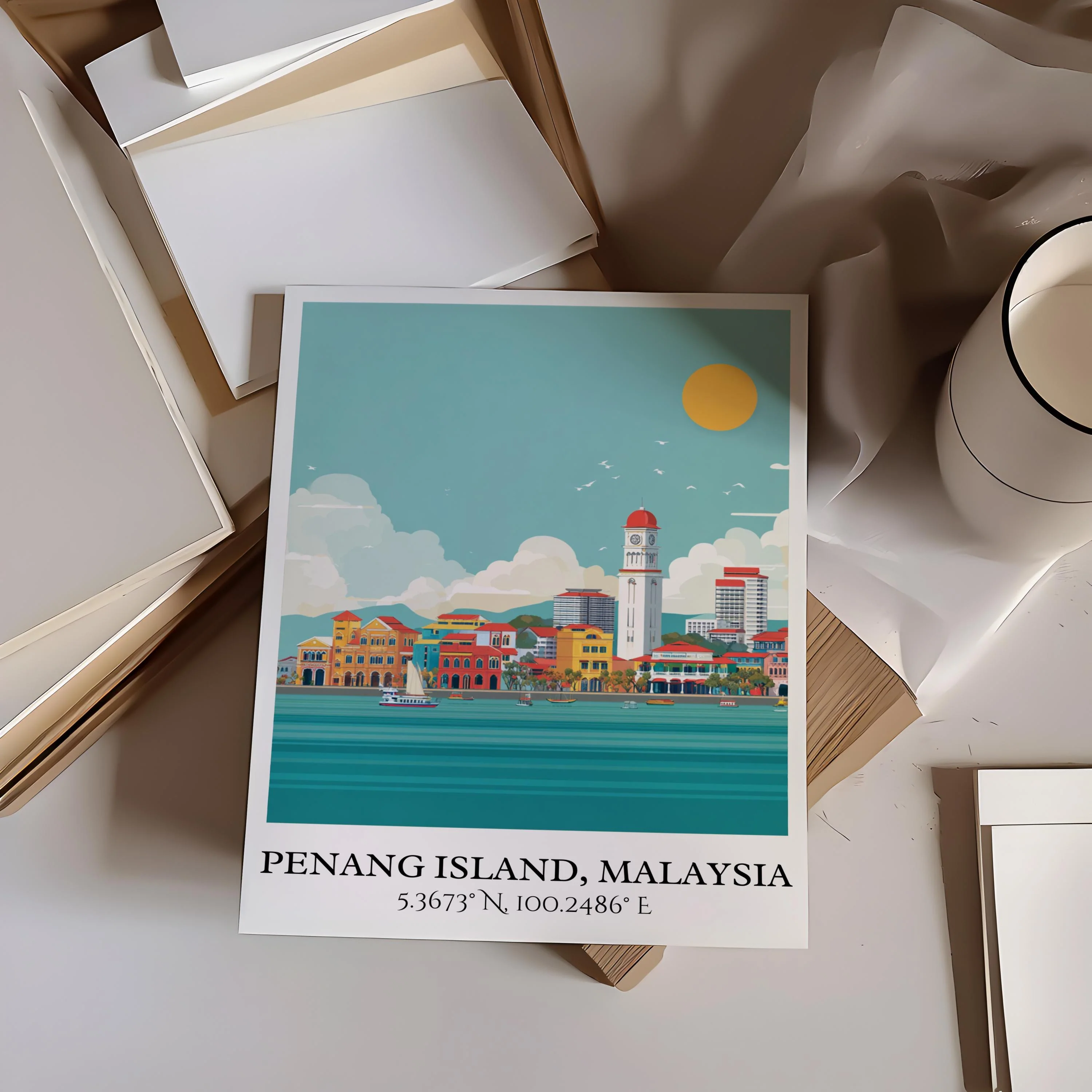 Penang Island, Malaysia – Watercolor Art Print - Image 3
