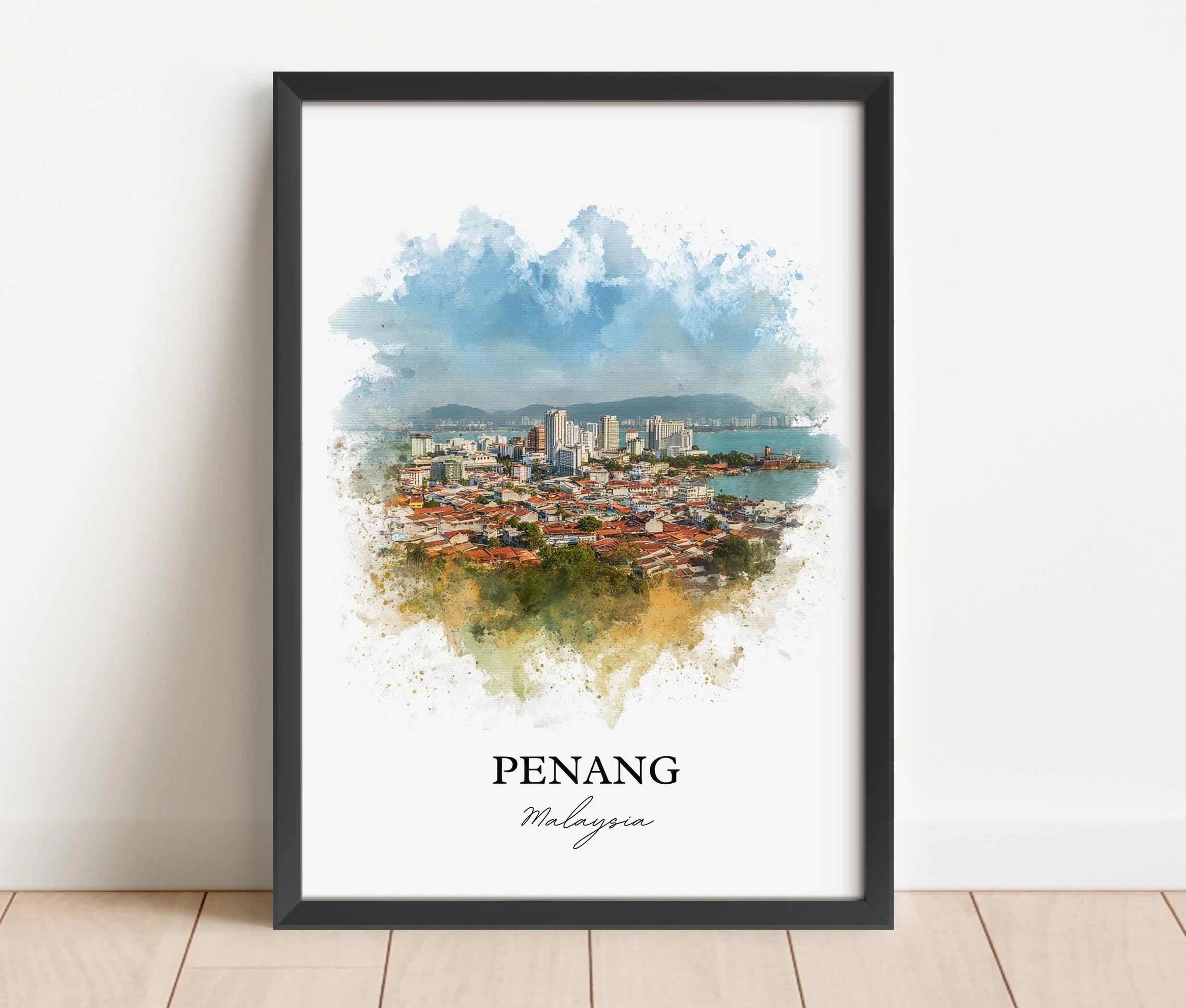 Penang, Malaysia – Watercolor Art Print - Image 6