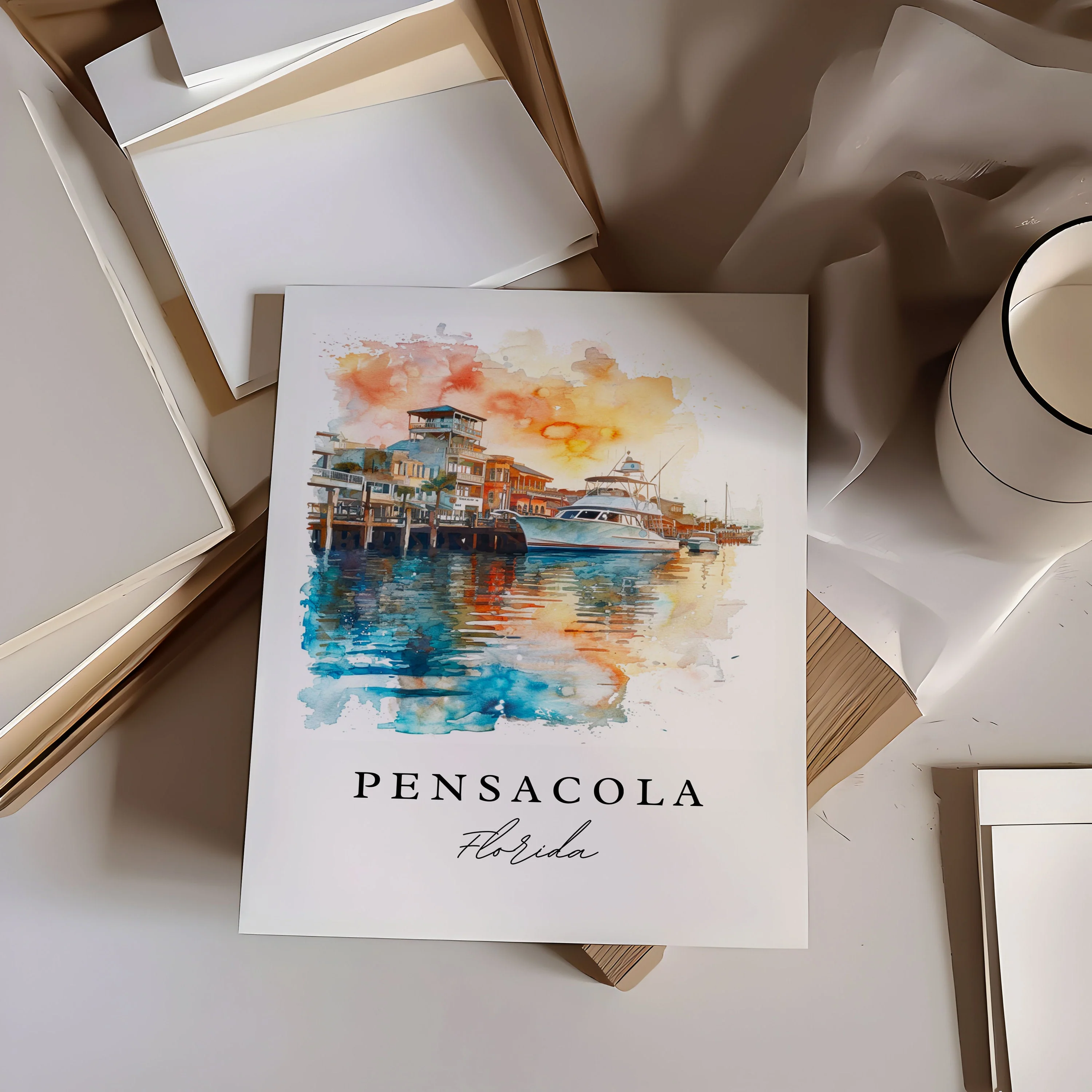 Pensacola, Florida – Watercolor Art Print - Image 2