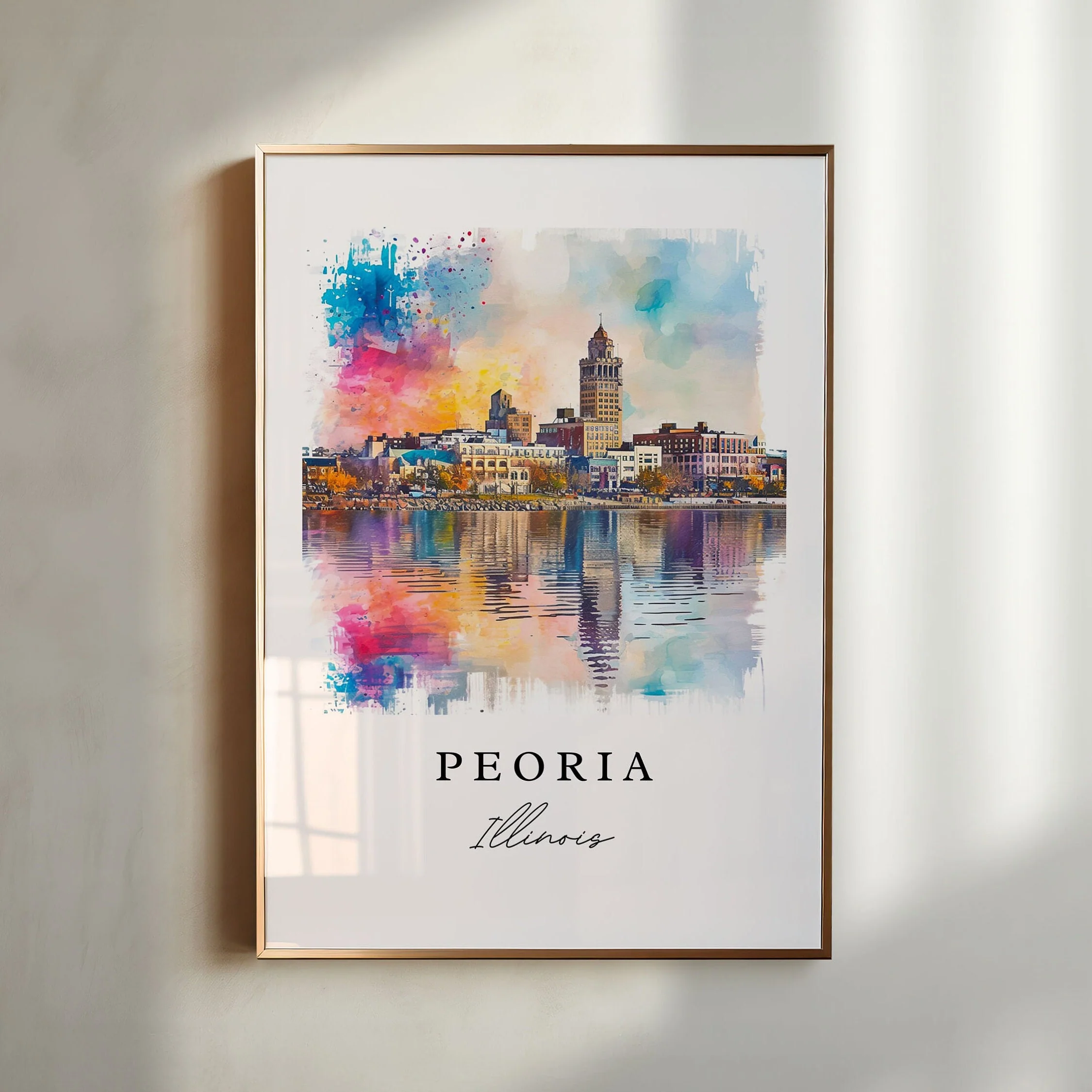 Peoria, IL, Illinois – Watercolor Art Print