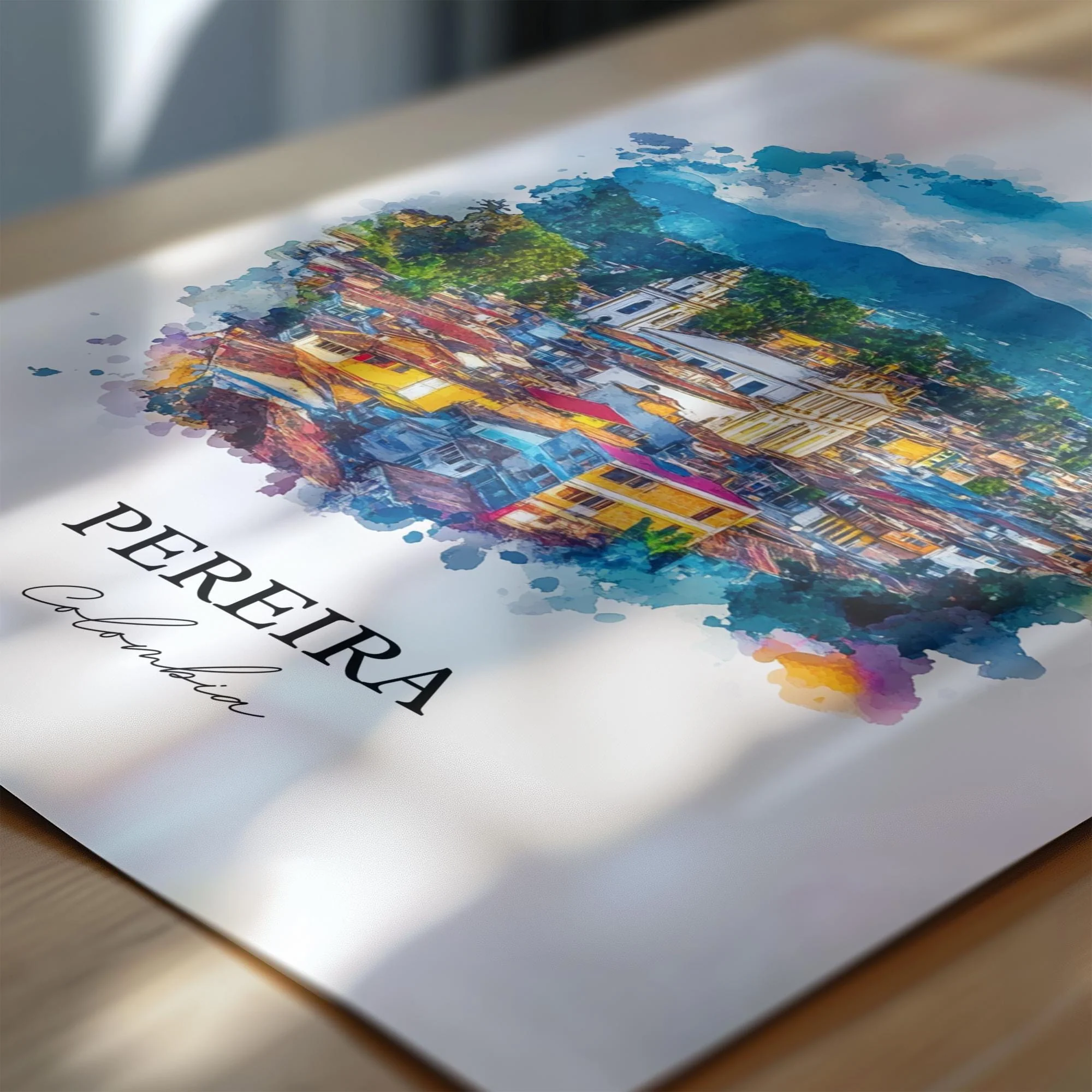 Pereira, Colombia – Watercolor Art Print - Image 2