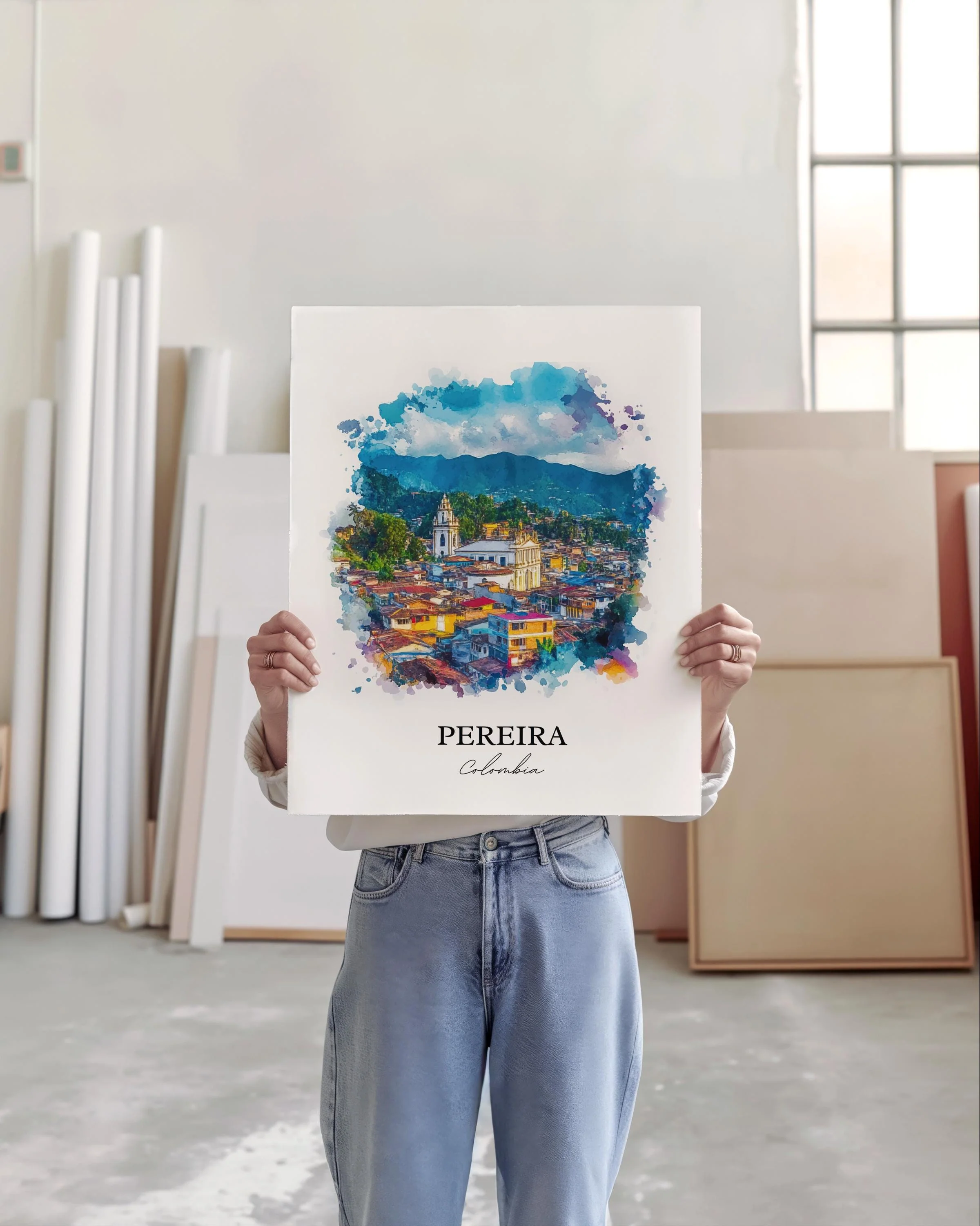 Pereira, Colombia – Watercolor Art Print - Image 4
