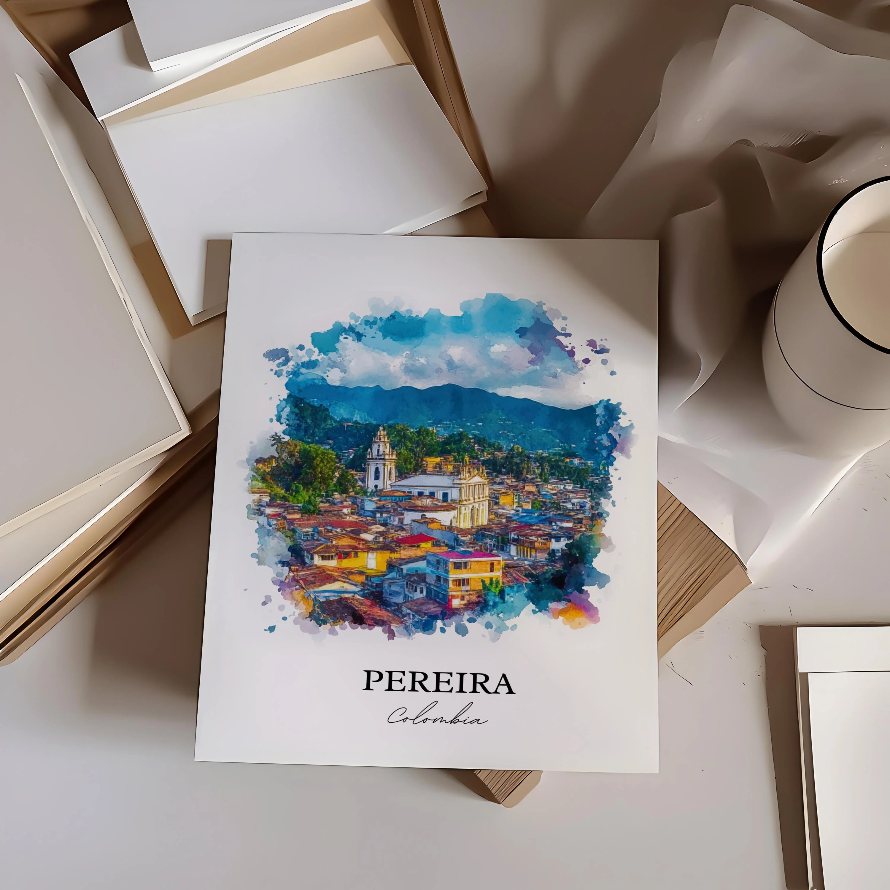 Pereira, Colombia – Watercolor Art Print - Image 5