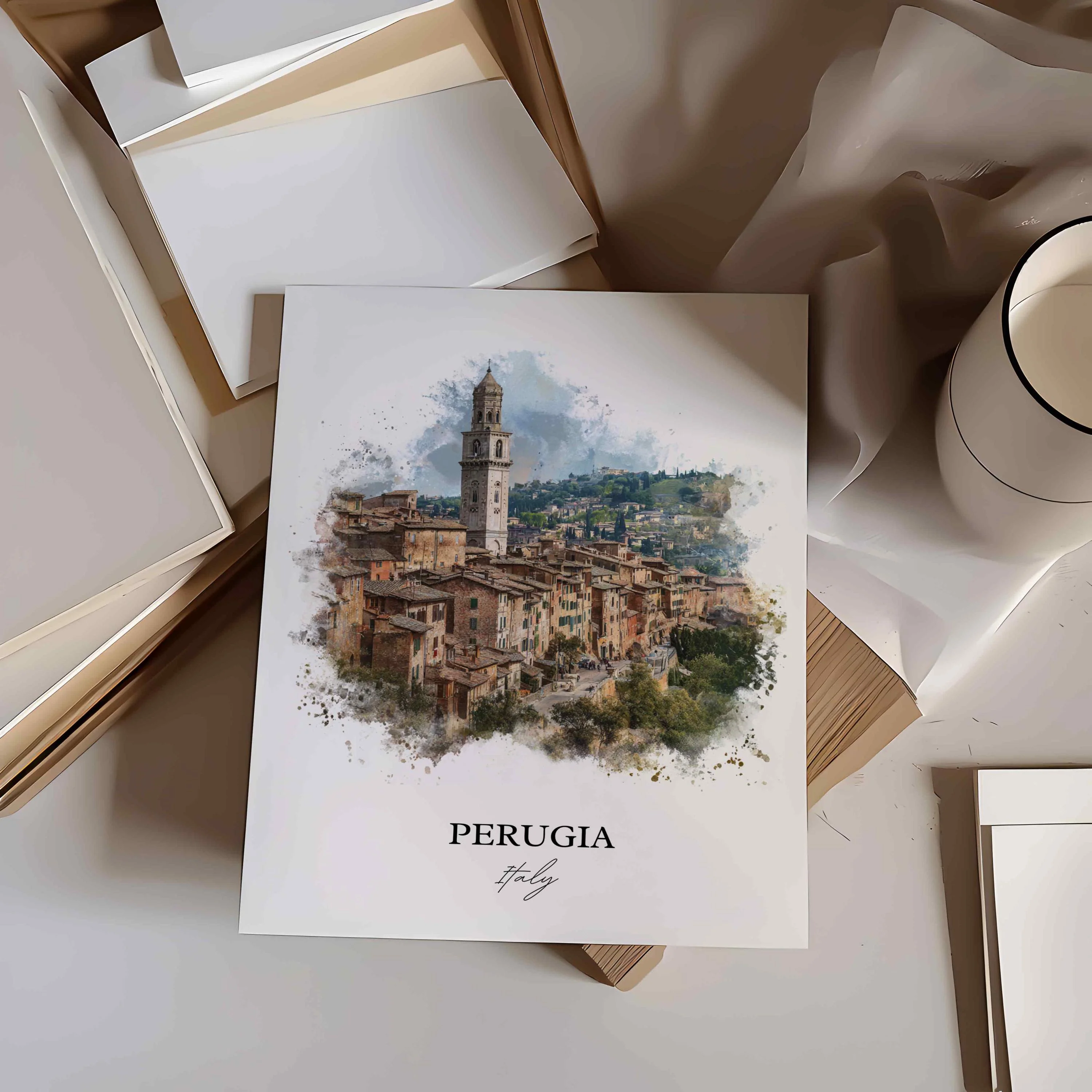 Perugia, Italy – Watercolor Art Print - Image 8