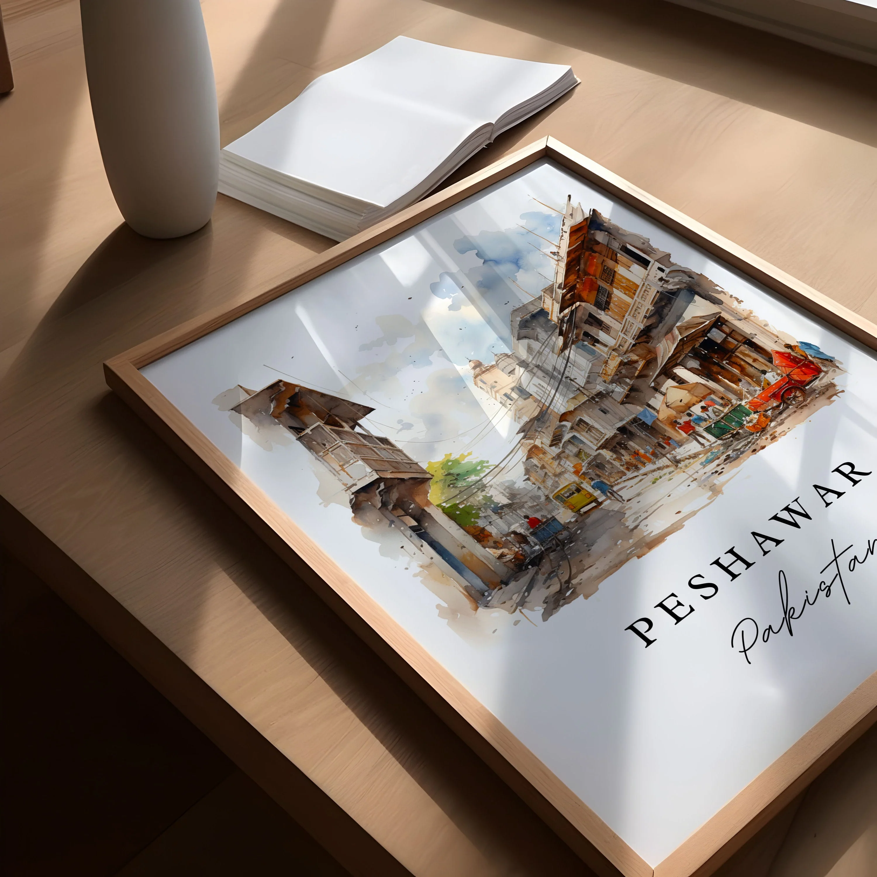 Peshawar, Pakistan – Watercolor Art Print - Image 3