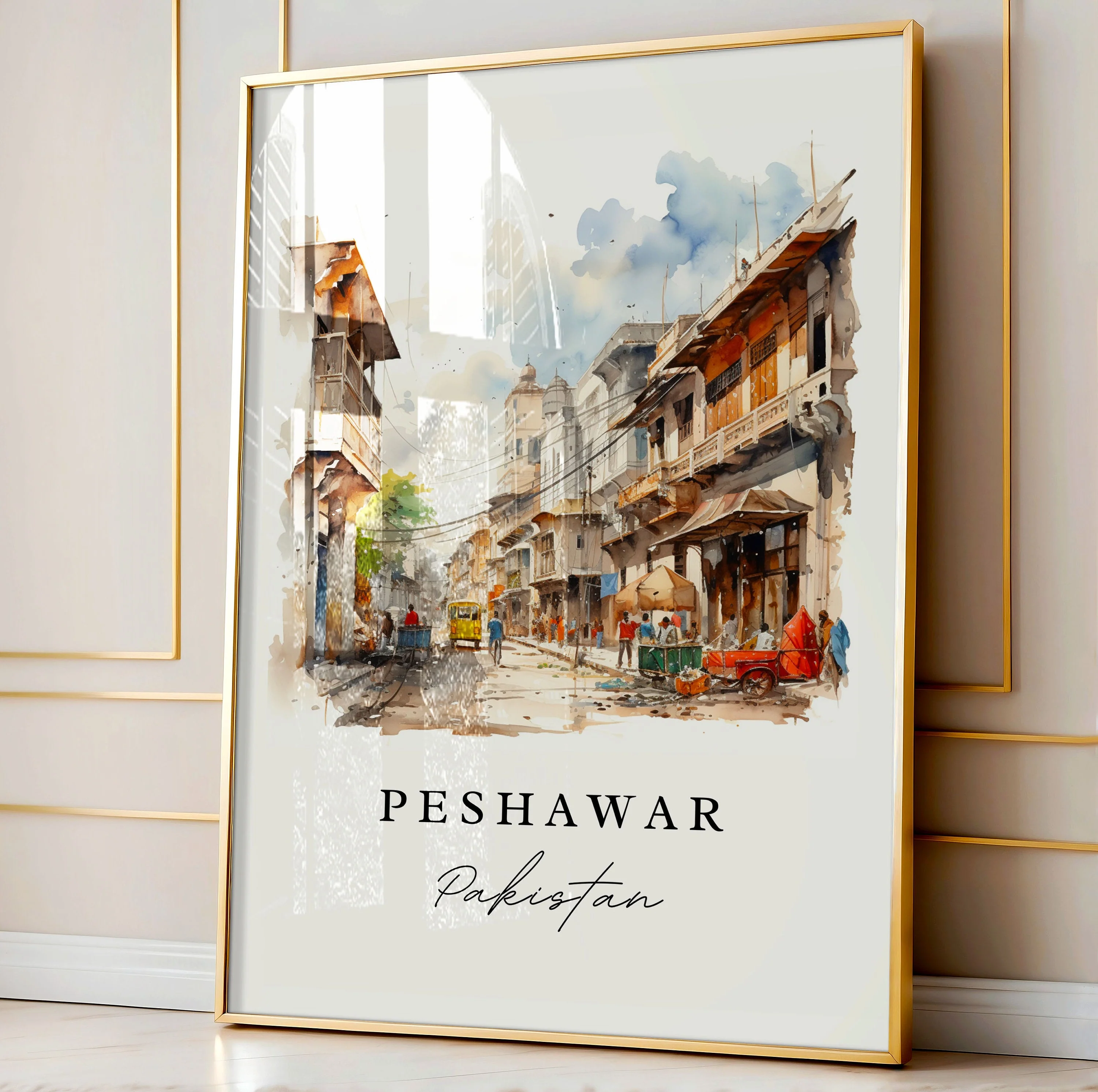Peshawar, Pakistan – Watercolor Art Print - Image 4