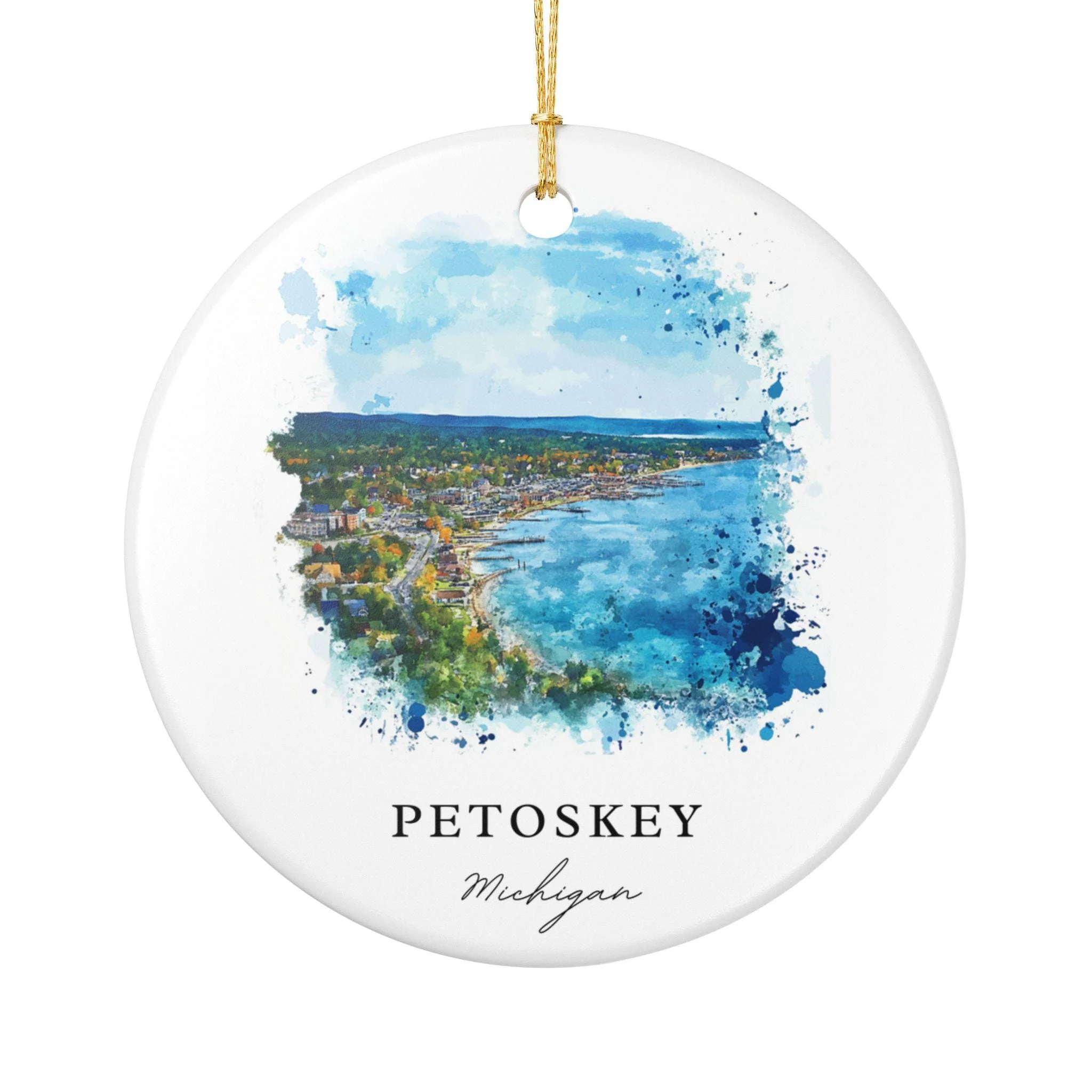 Petoskey Michigan Ornament: Unique Petoskey Souvenir, Petoskey Xmas Decor, and Authentic Petoskey MI Gift