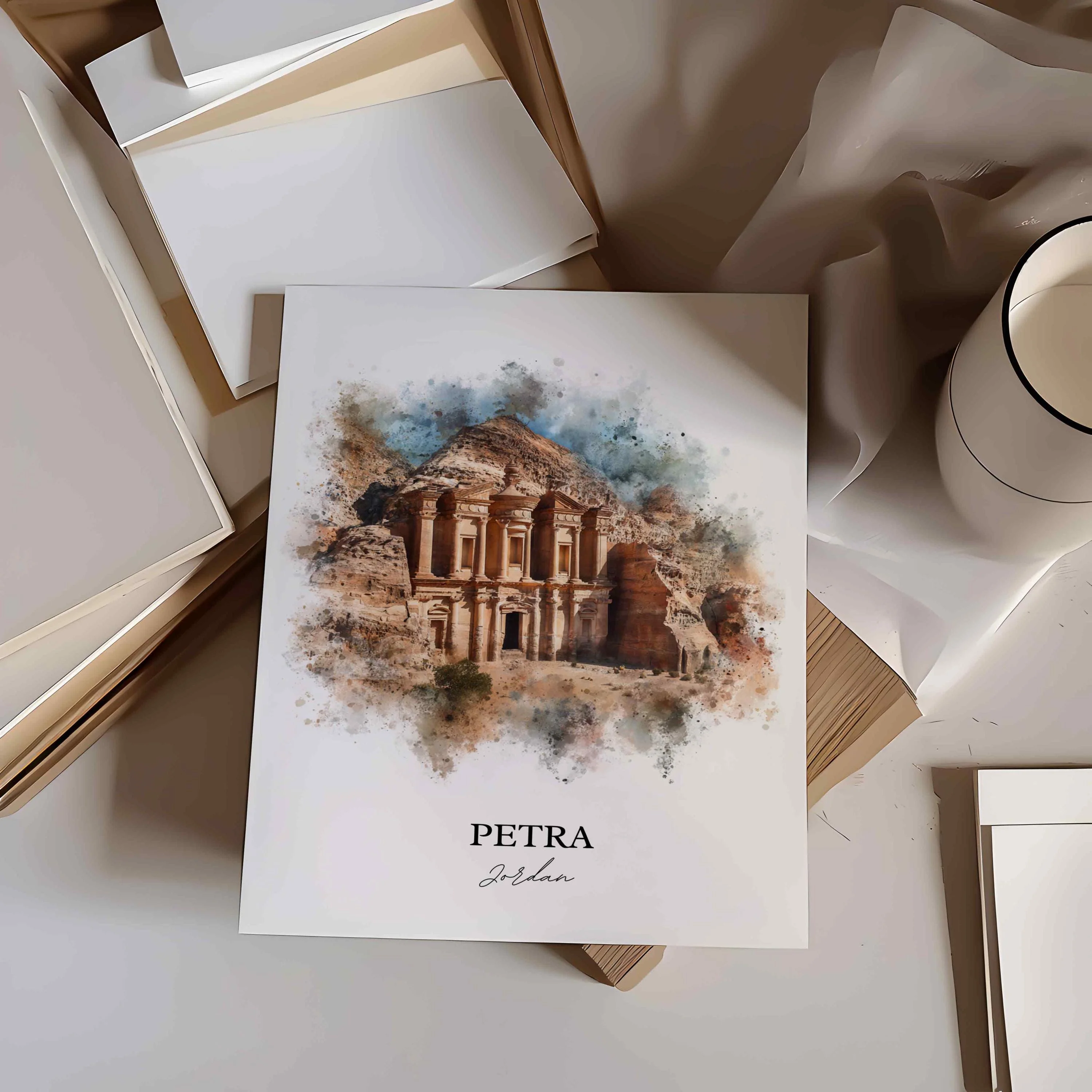 Petra, Jordan – Watercolor Art Print - Image 3