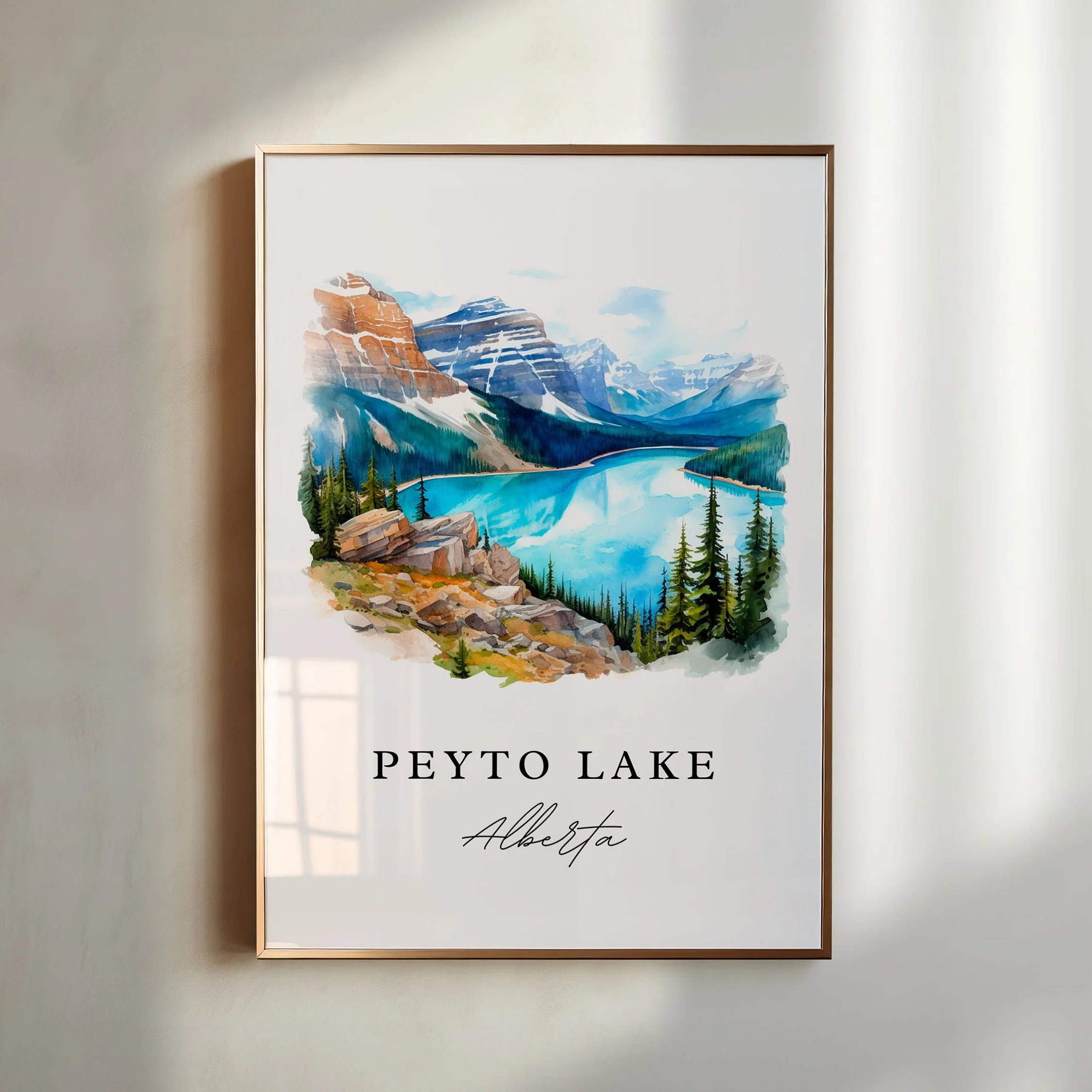Peyto Lake, Alberta, Canada – Watercolor Art Print