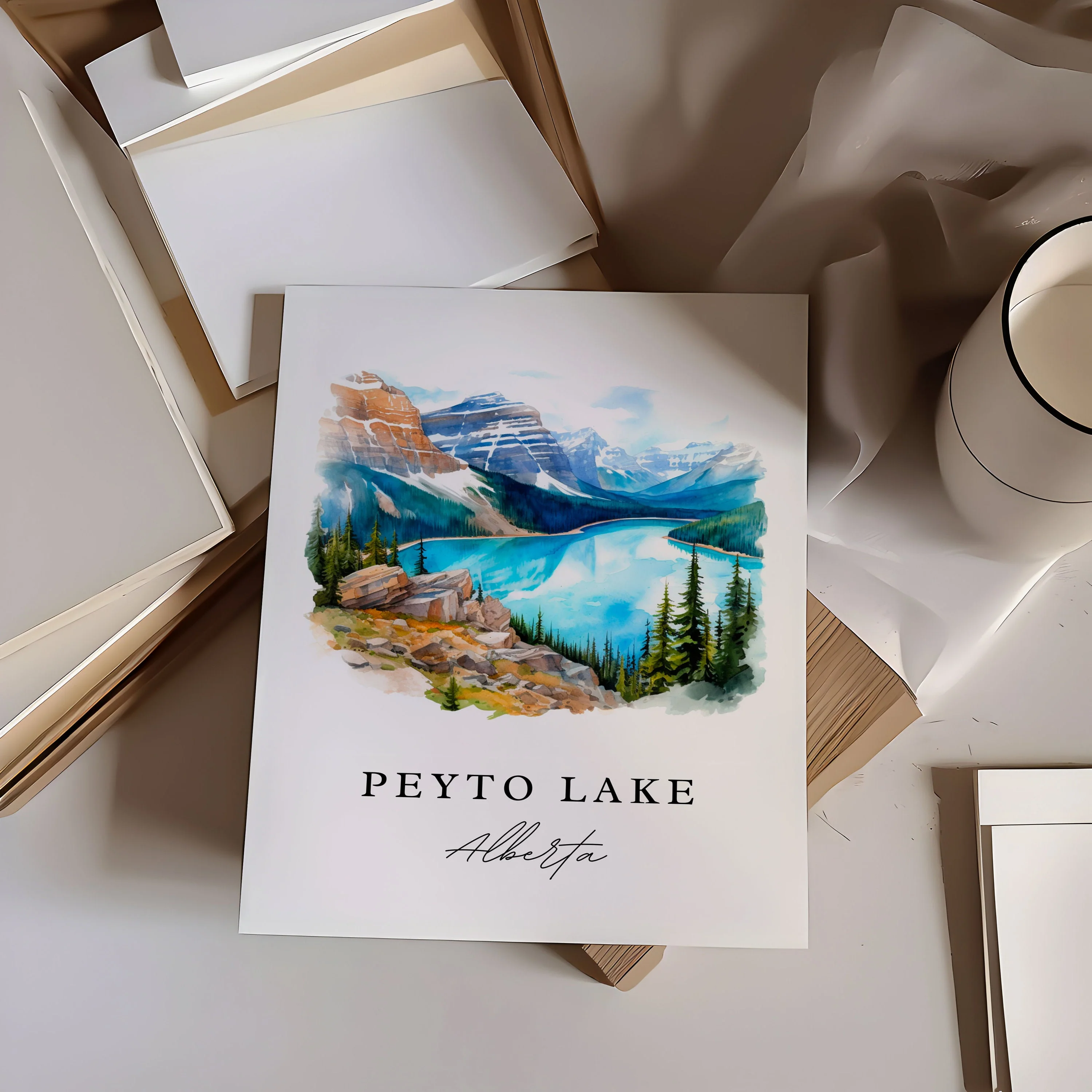 Peyto Lake, Alberta, Canada – Watercolor Art Print - Image 2