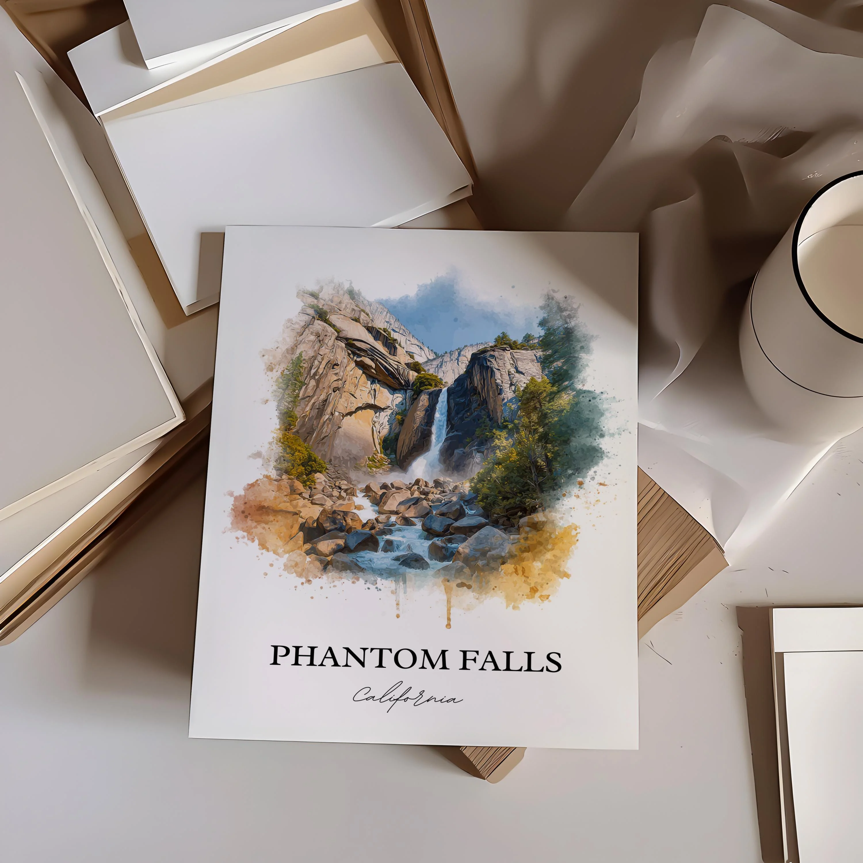 Phantom Falls, USA – Watercolor Art Print - Image 3