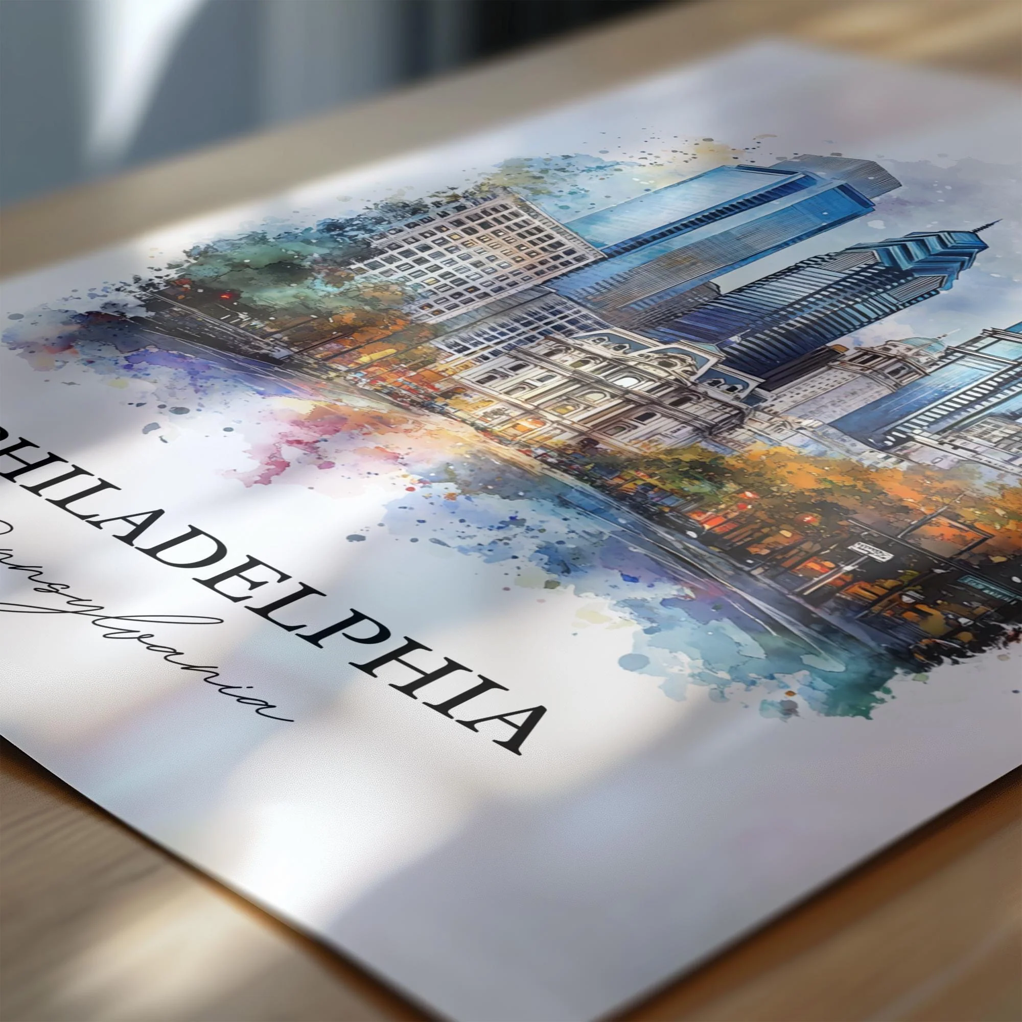 Philadelphia, USA – Watercolor Art Print - Image 2