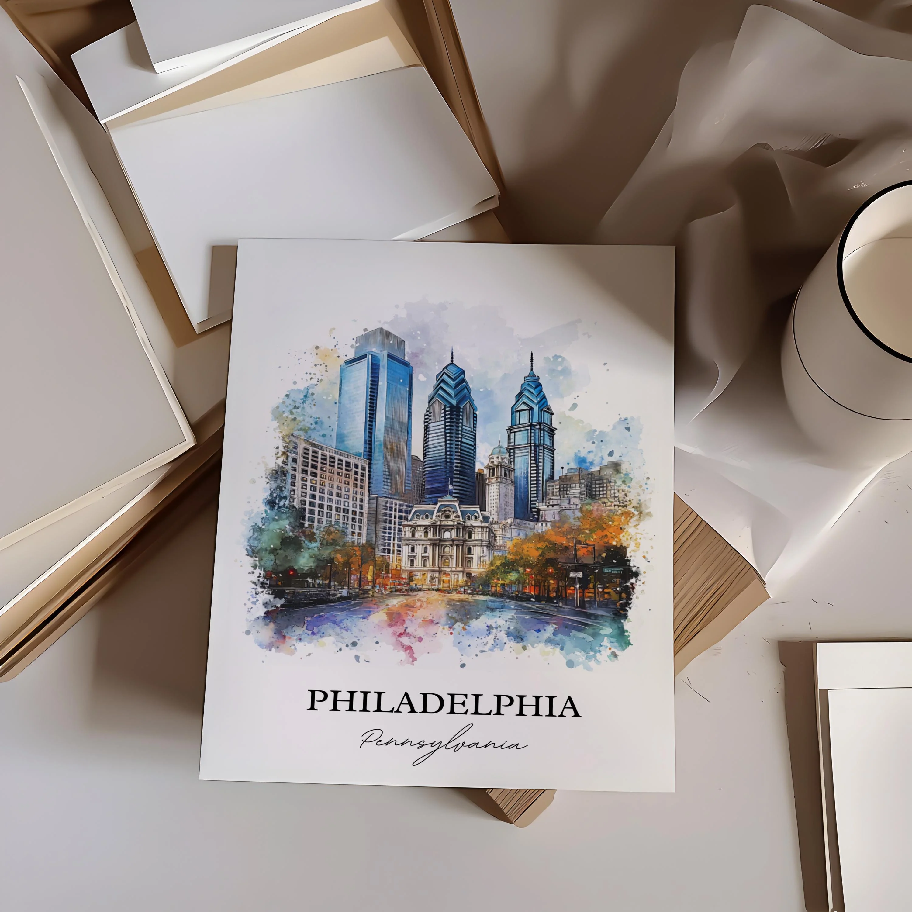 Philadelphia, USA – Watercolor Art Print - Image 6