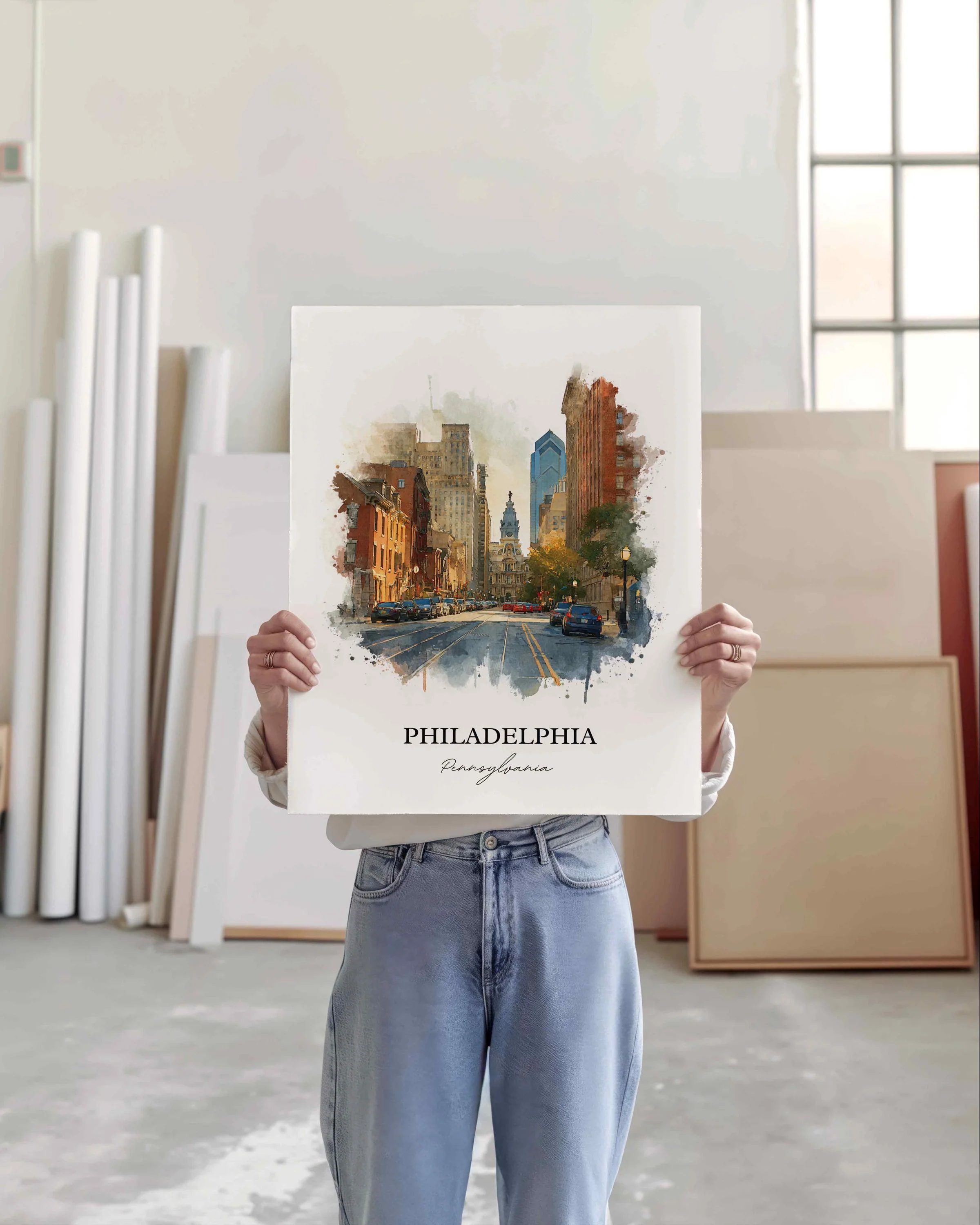 Philadelphia, Pennsylvania – Watercolor Art Print - Image 2