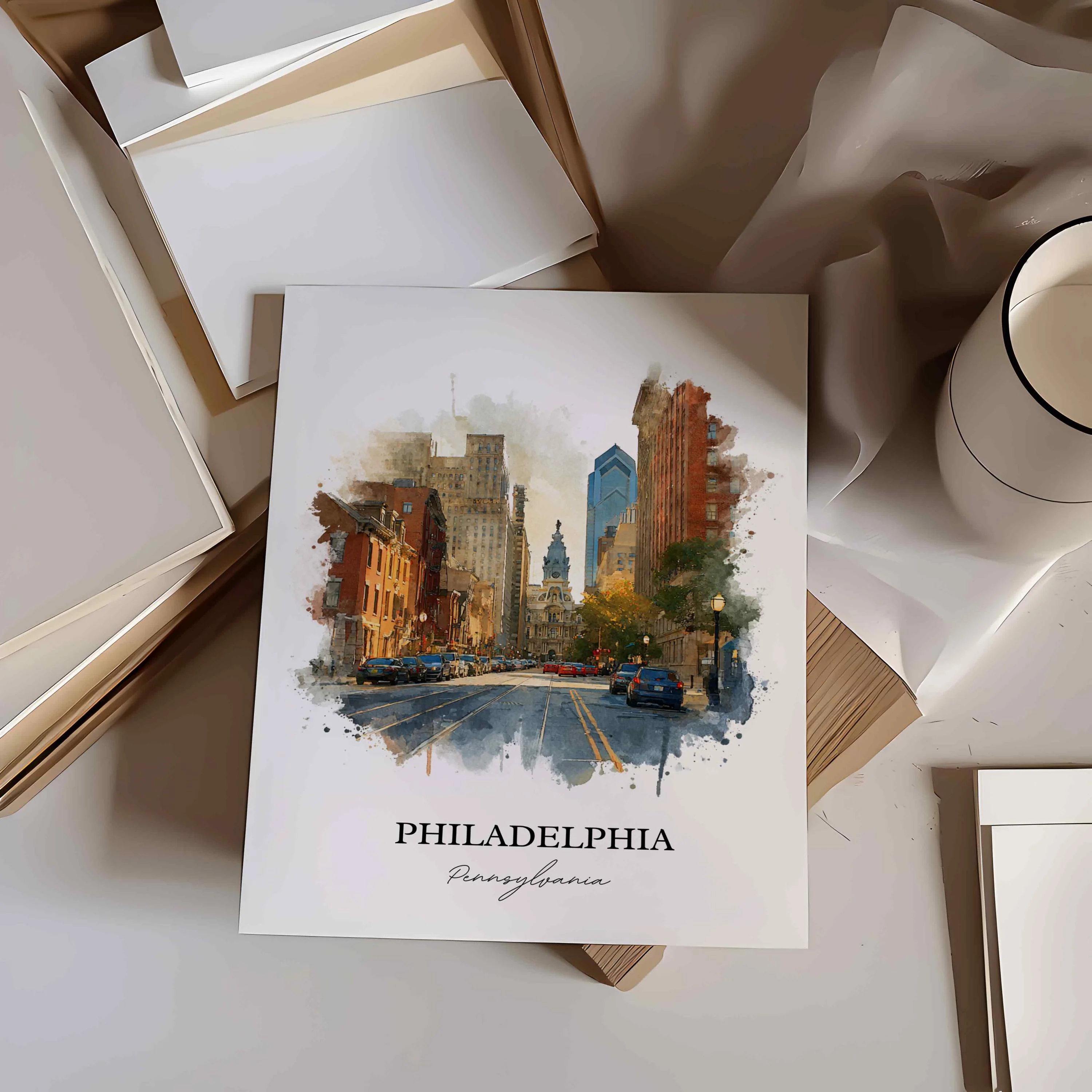 Philadelphia, Pennsylvania – Watercolor Art Print - Image 8