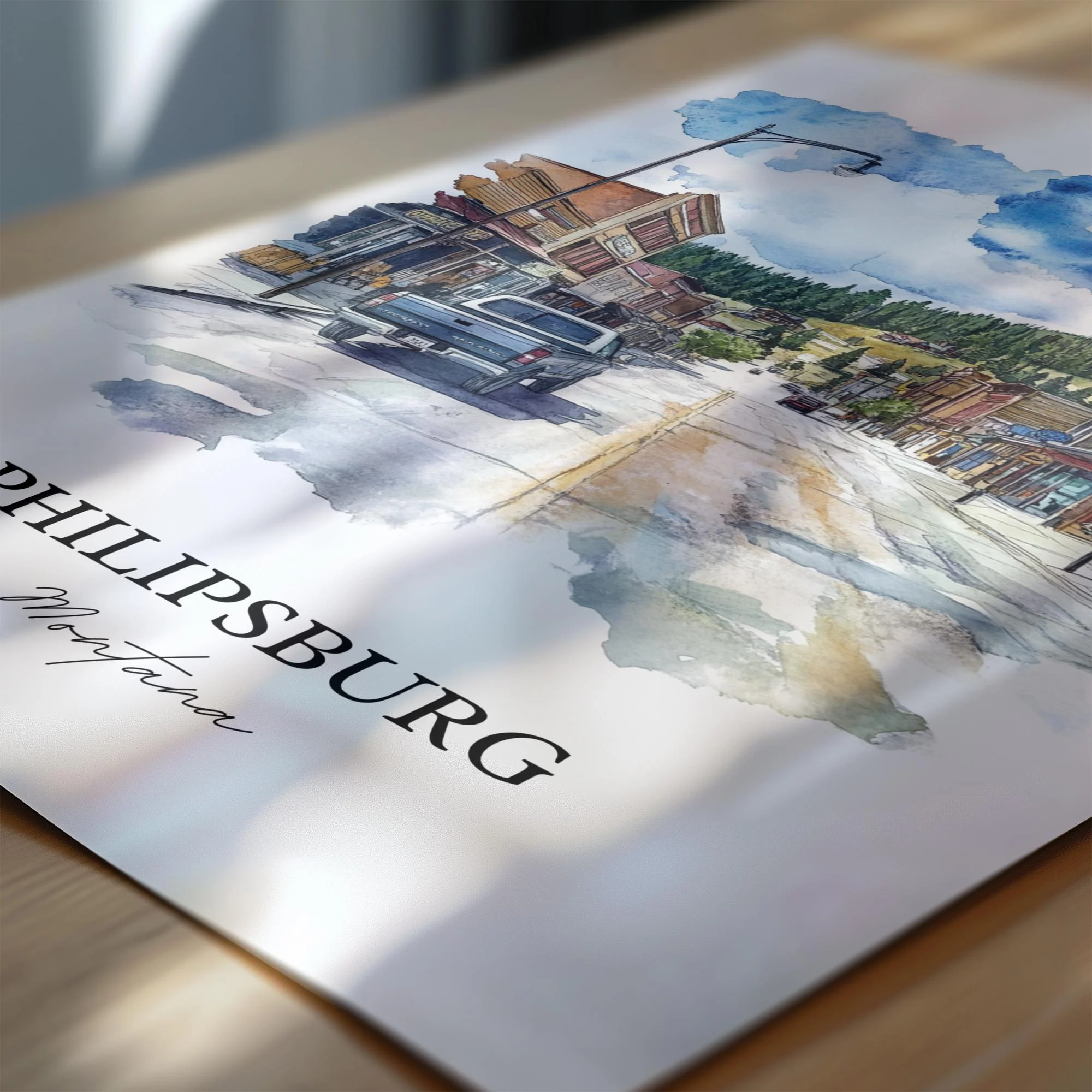 Philipsburg, Montana, USA – Watercolor Art Print - Image 2