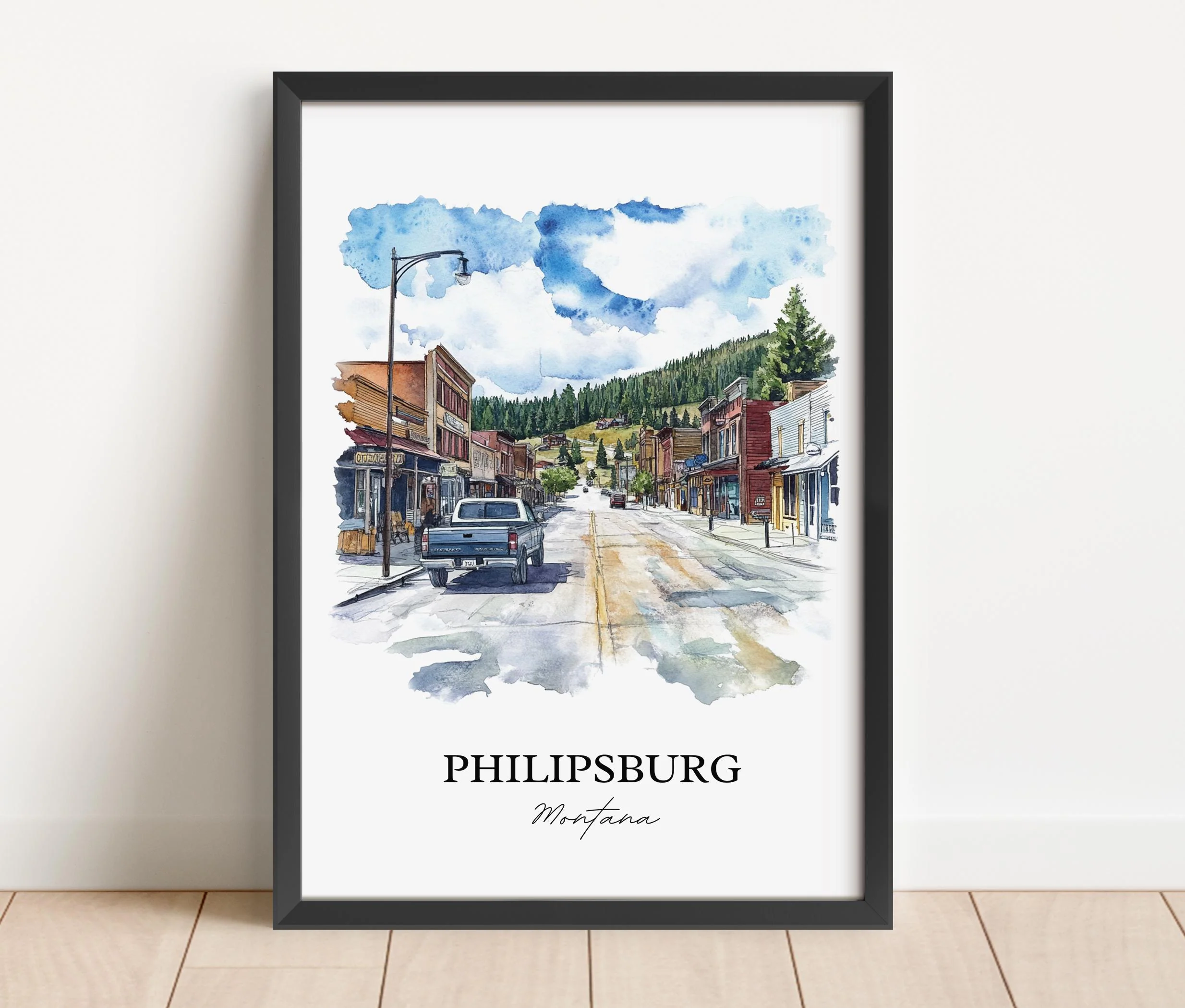 Philipsburg, Montana, USA – Watercolor Art Print - Image 5