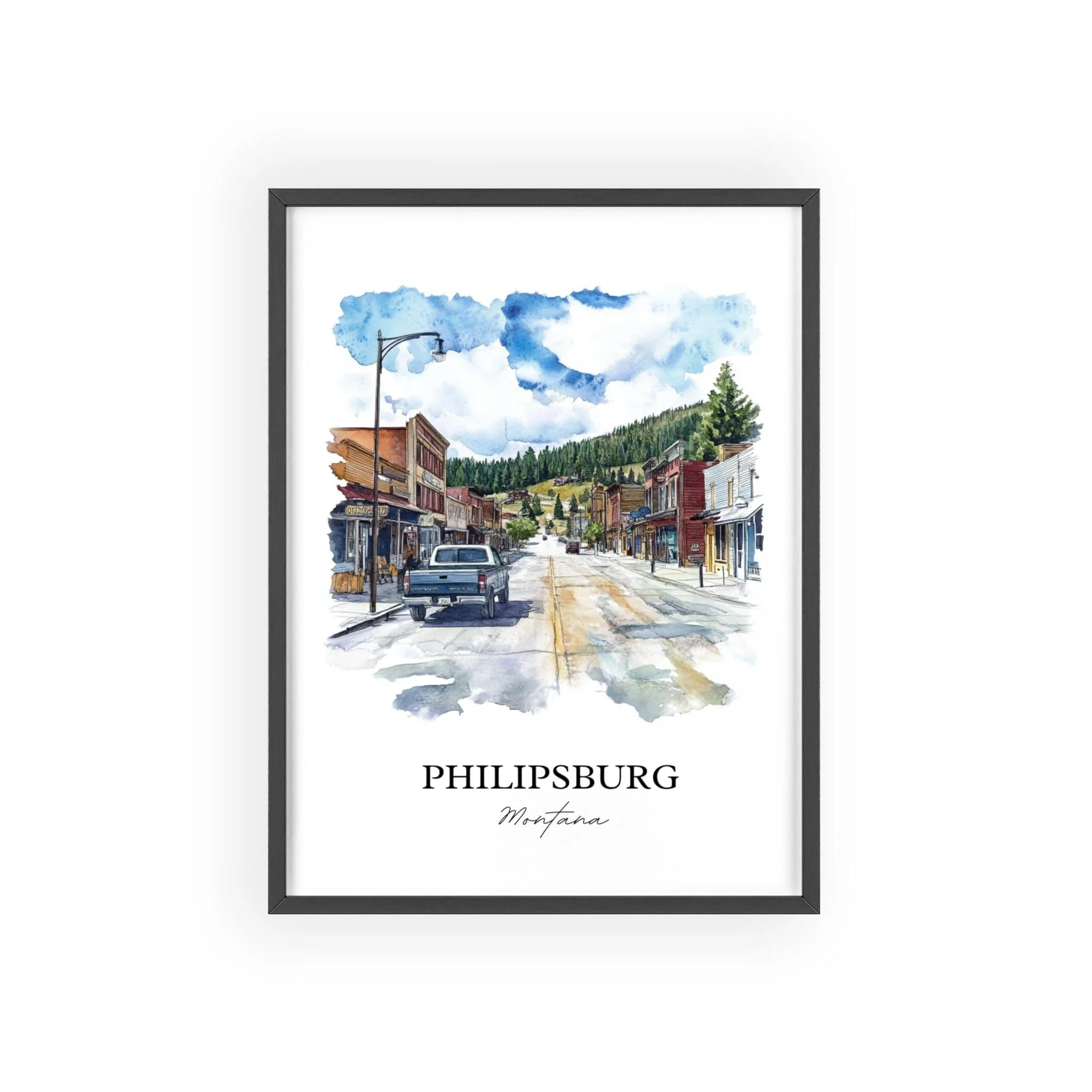 Philipsburg, Montana, USA – Watercolor Art Print - Image 7