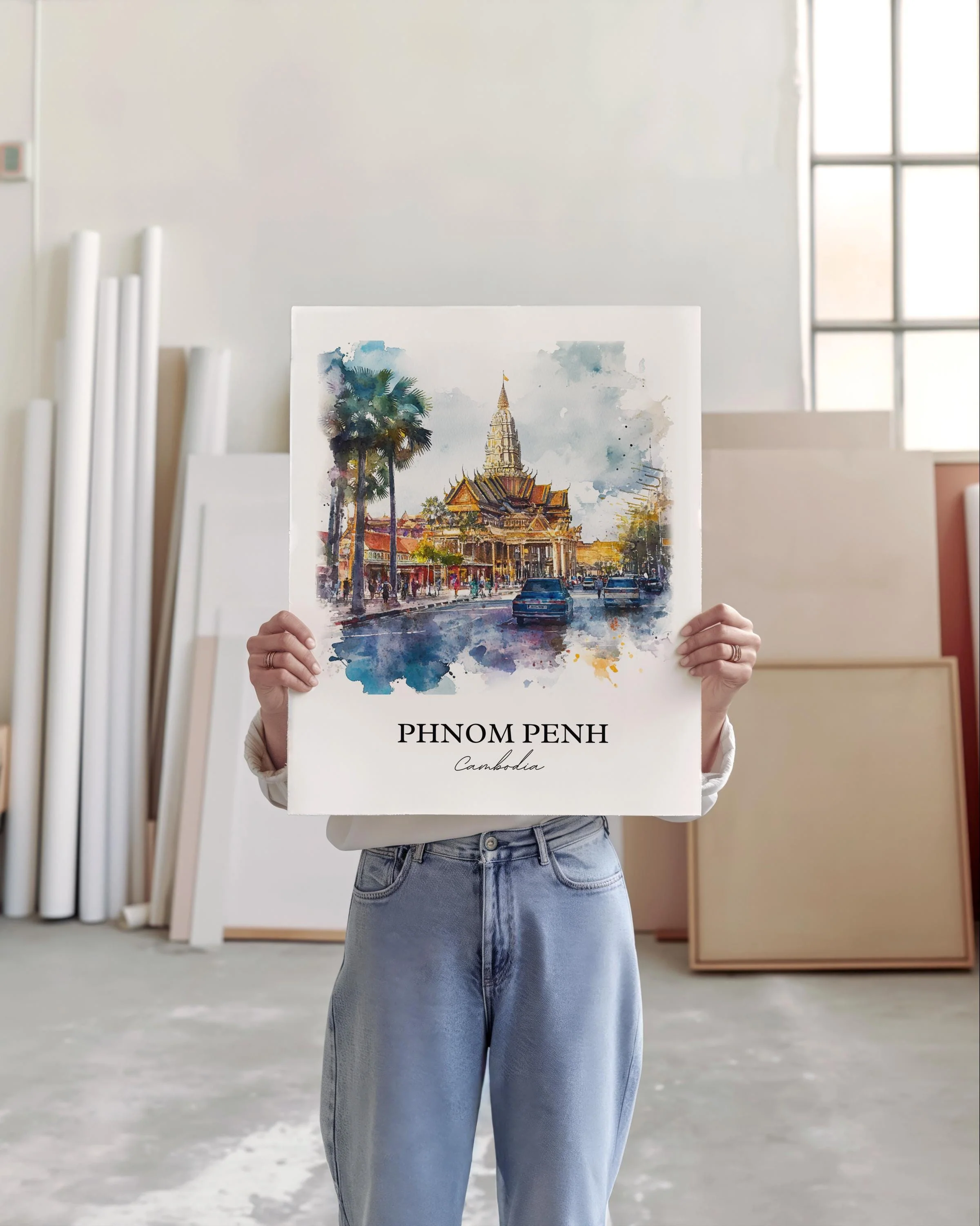 Phnom Penh, Cambodia – Watercolor Art Print - Image 4
