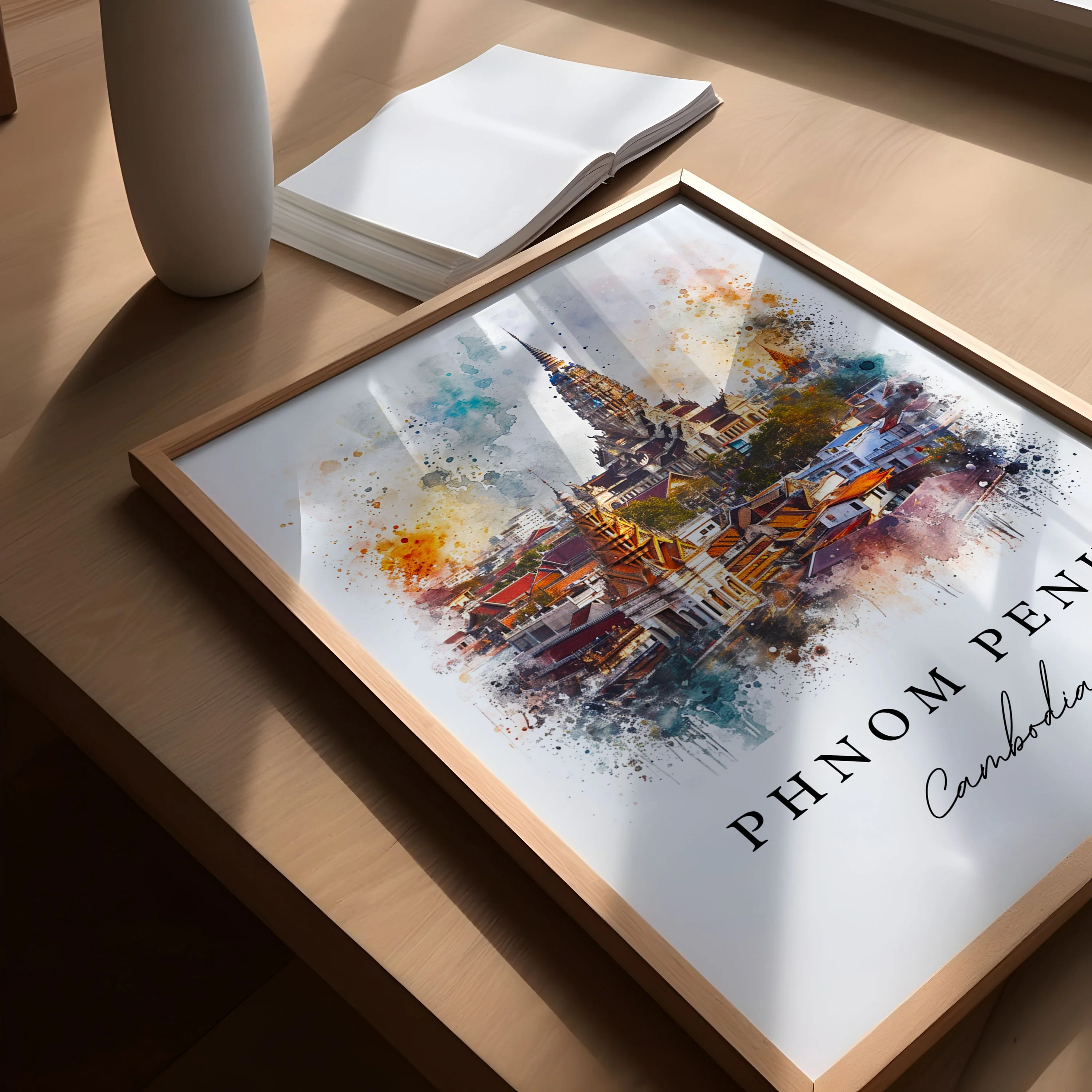 Phnom Penh, Cambodia – Watercolor Art Print - Image 3