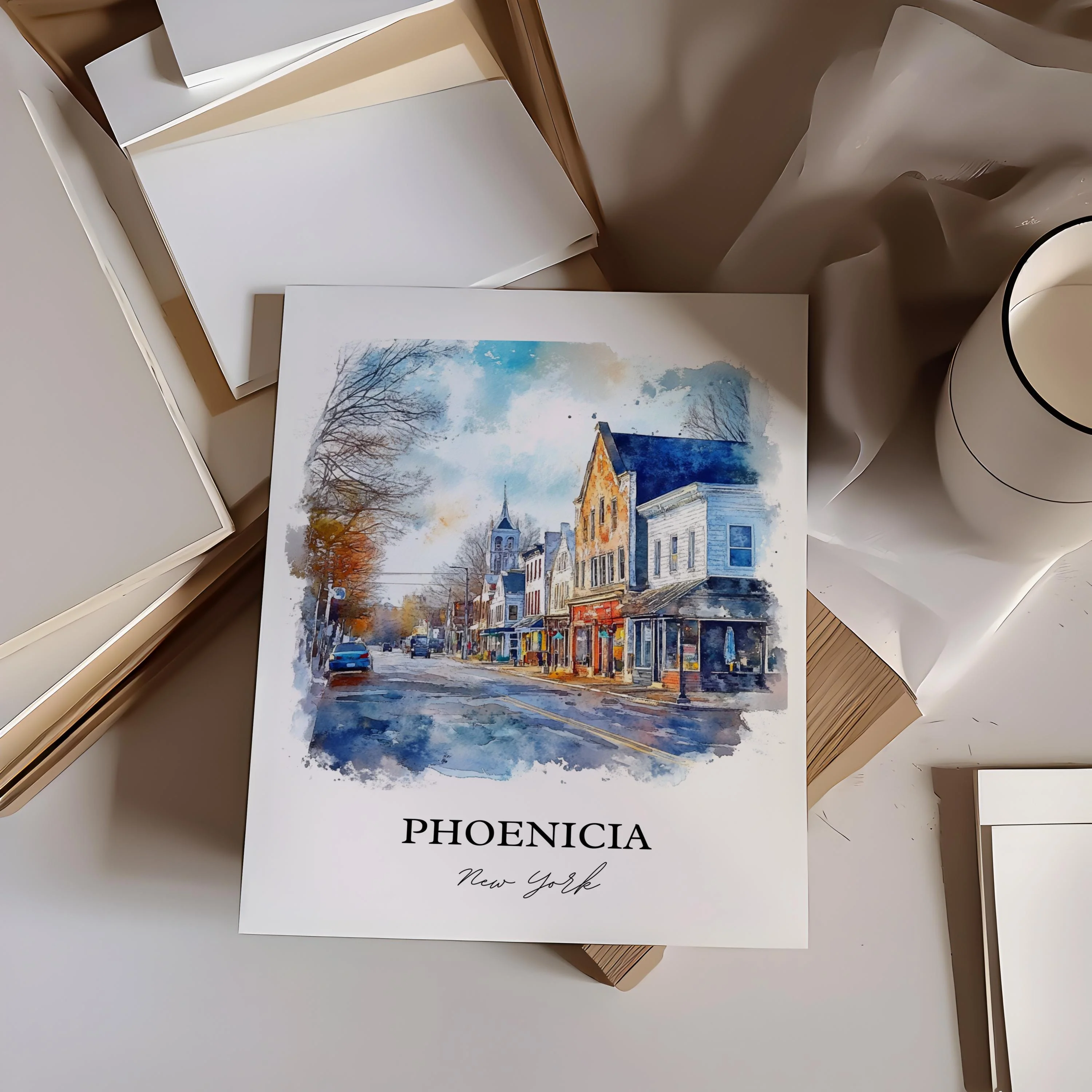 Phoenicia, NY, USA – Watercolor Art Print - Image 5