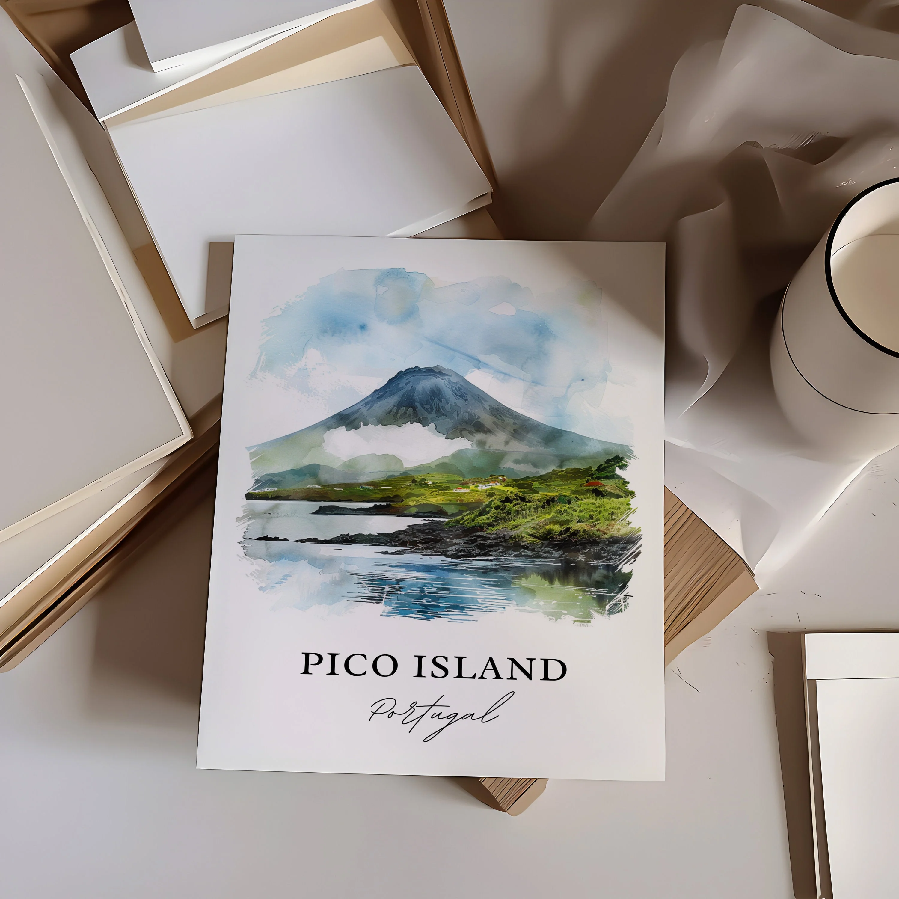 Pico Island, Portugal – Watercolor Art Print - Image 2