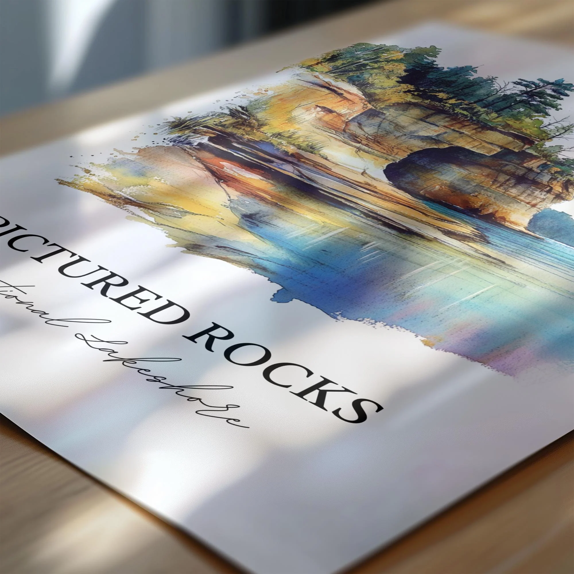 Pictured Rocks, USA – Watercolor Art Print - Image 2