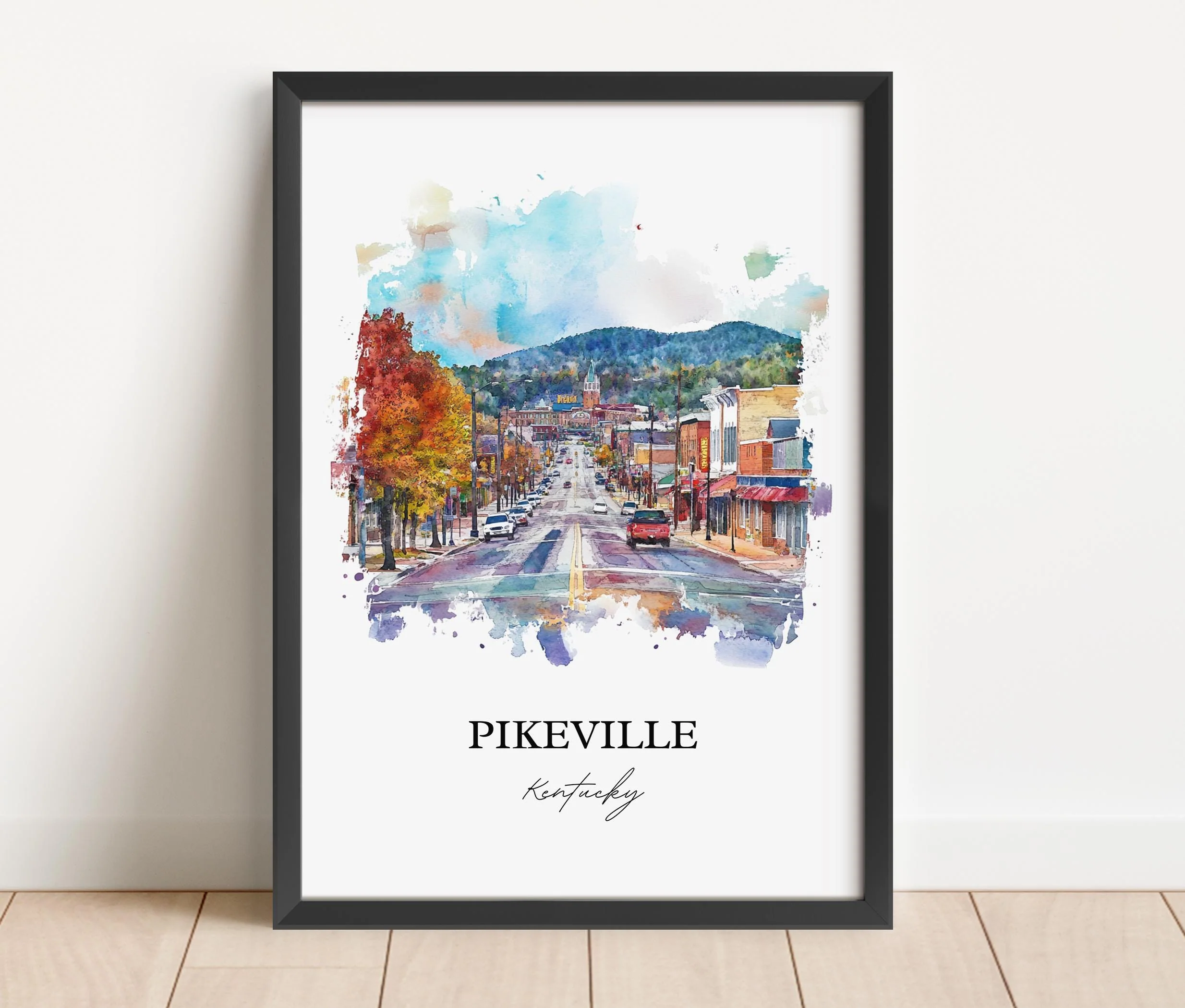 Pikeville, Kentucky, Kentucky – Watercolor Art Print