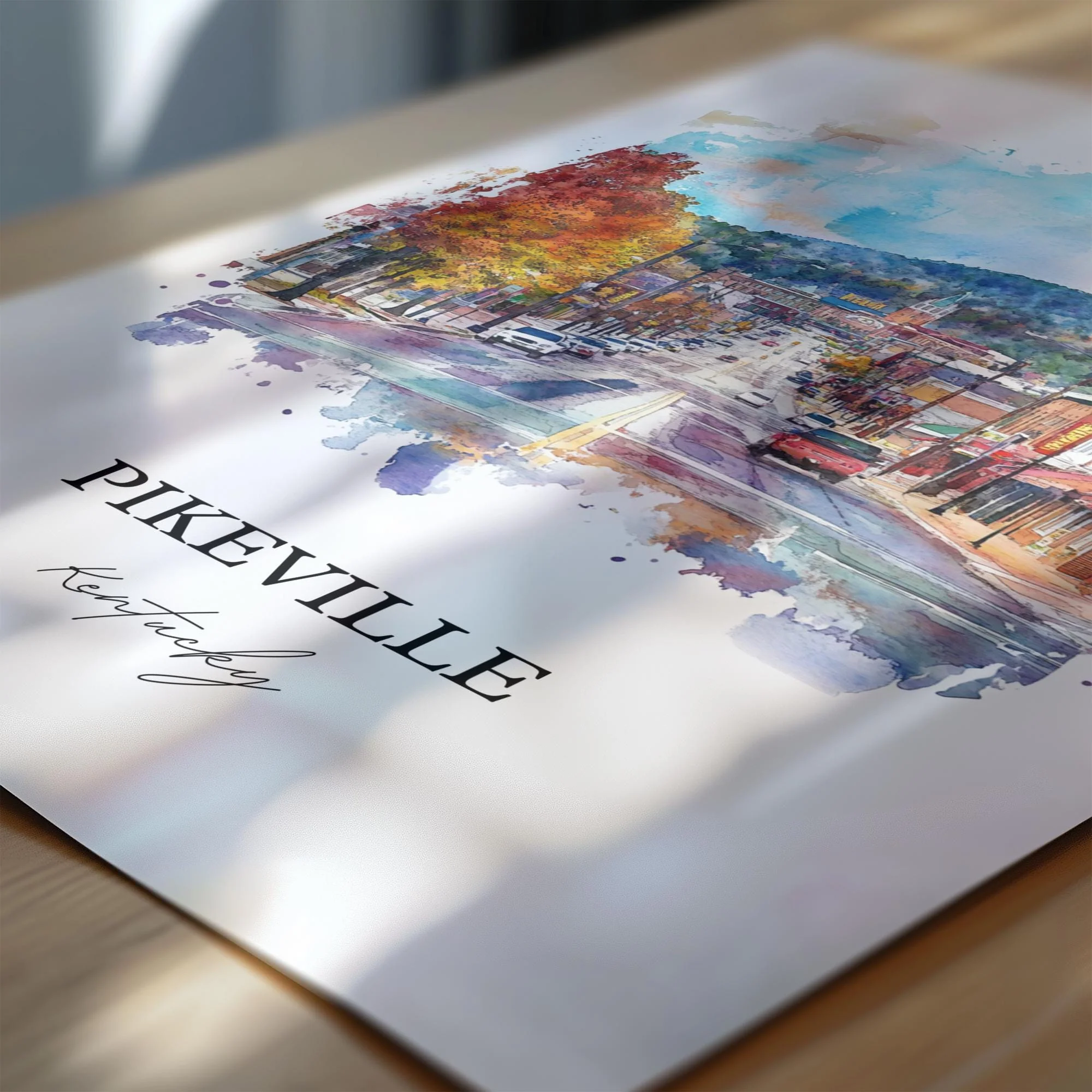Pikeville, Kentucky, Kentucky – Watercolor Art Print - Image 2