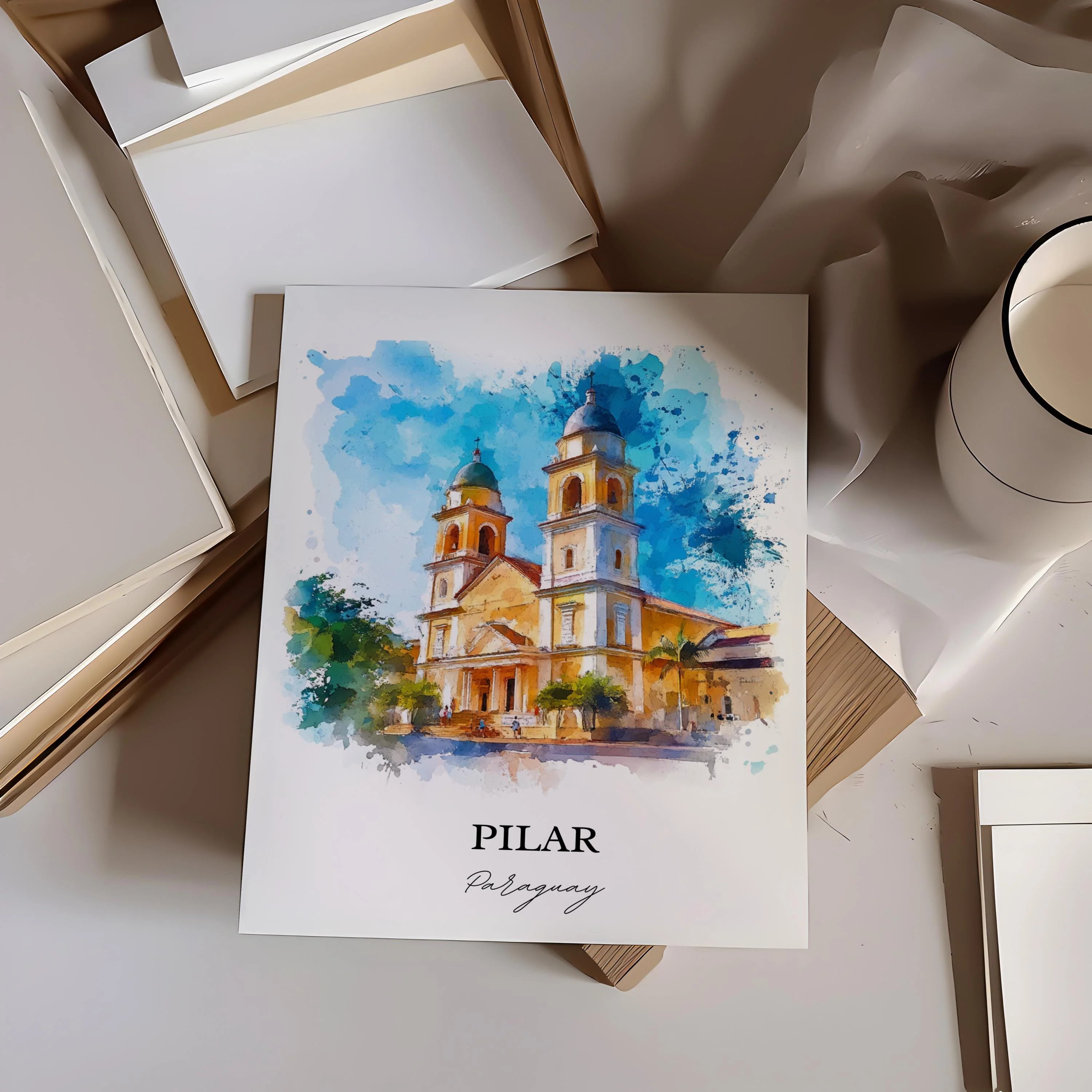 Pilar, Paraguay – Watercolor Art Print - Image 5