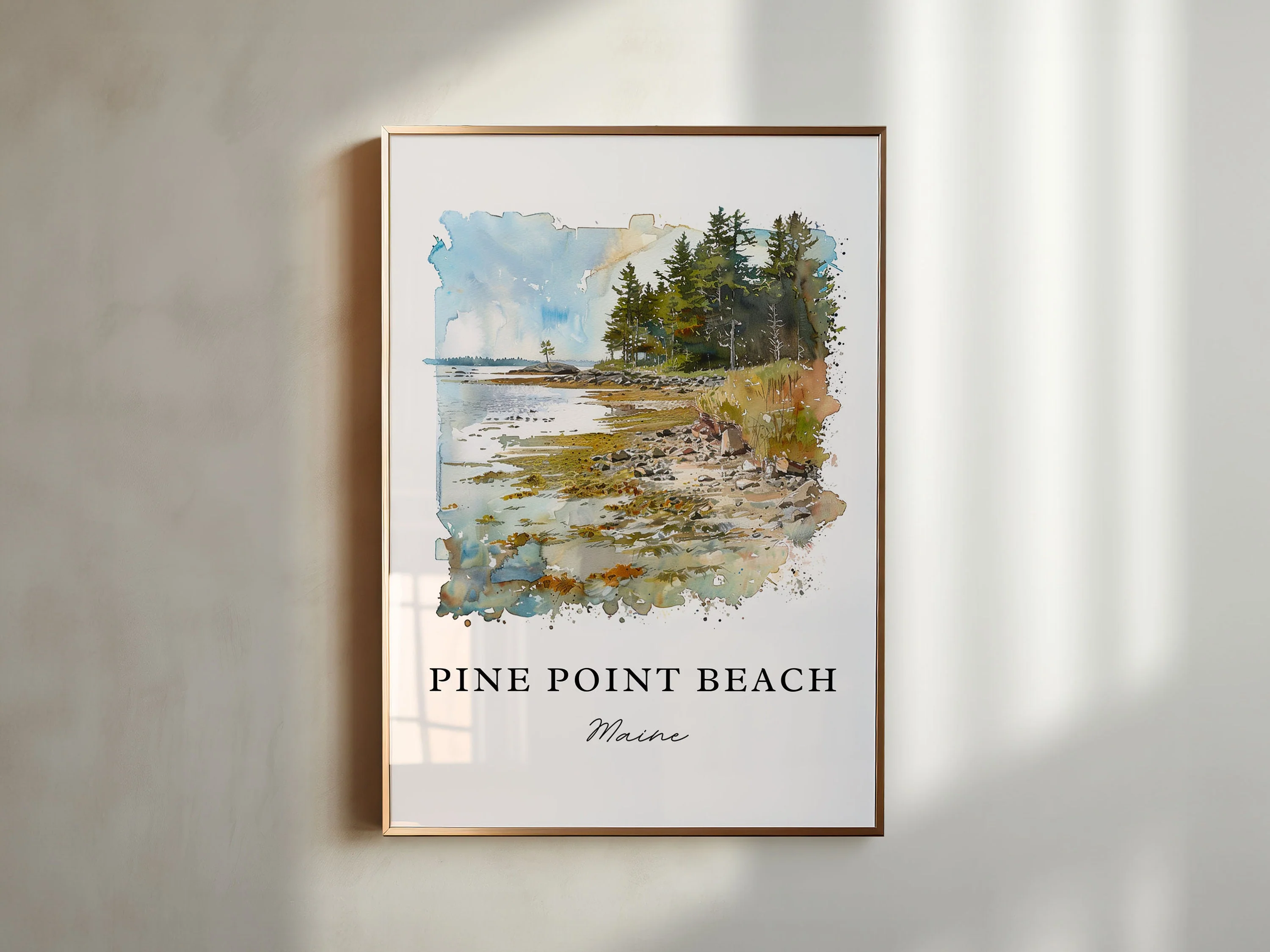 Pine Point Beach, Maine – Watercolor Art Print - Image 4