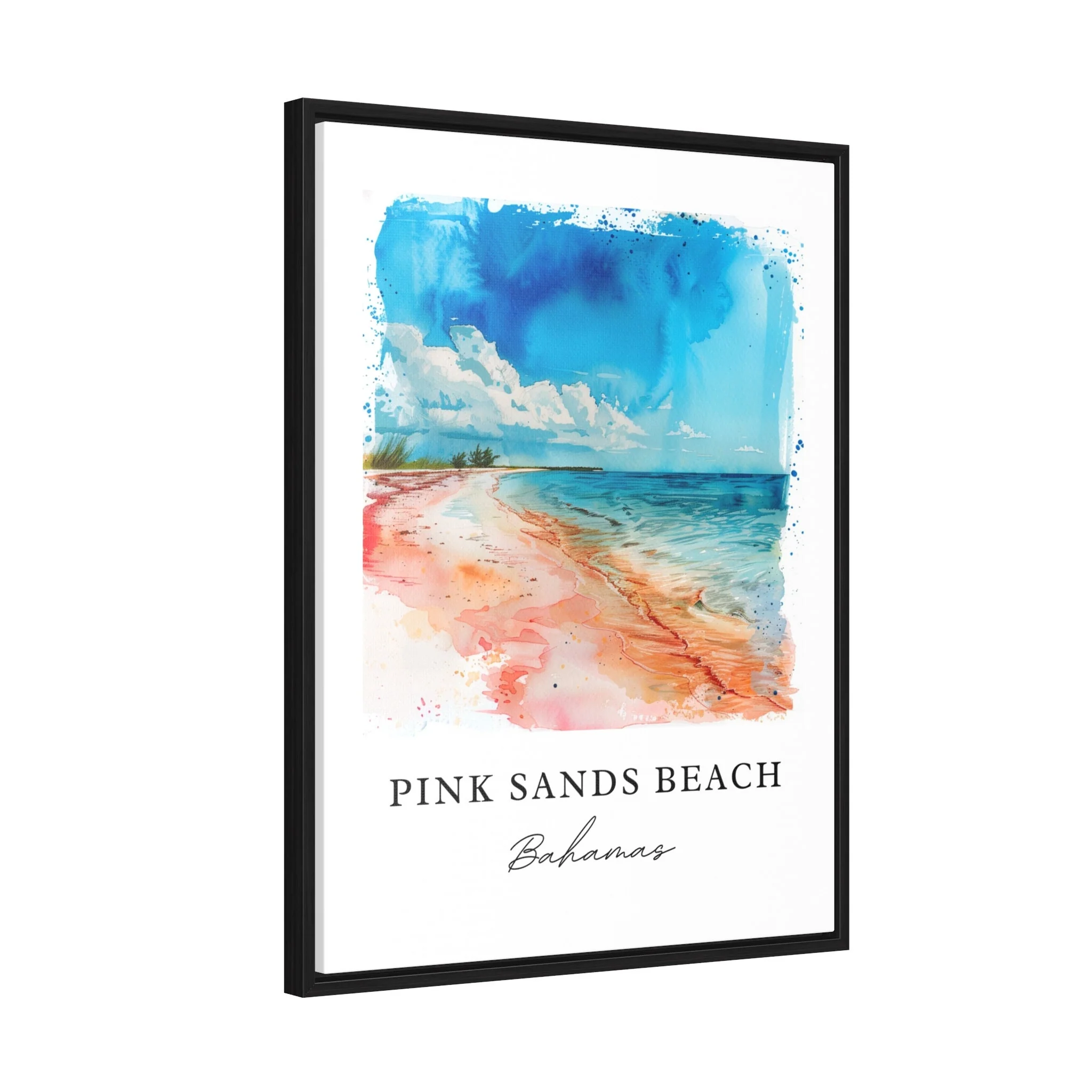 Pink Sands Beach, Bahamas – Watercolor Art Print - Image 7
