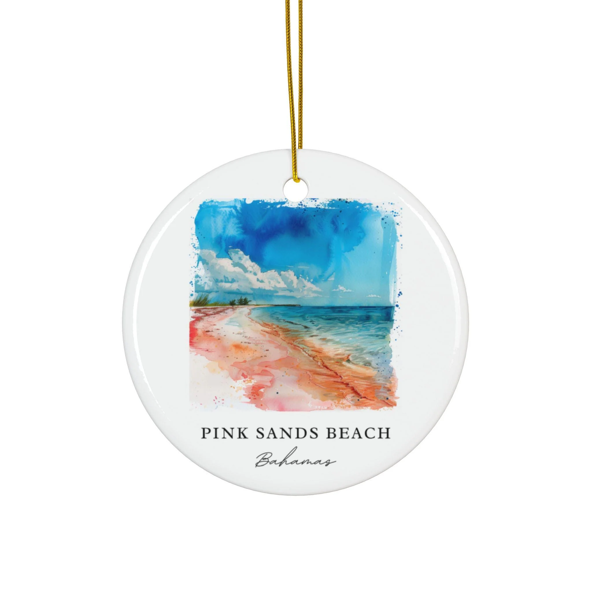 Pink Sands Beach Ornament: Unique Bahamas Souvenir, Bahamas Xmas Decor, and Authentic Pink Sands Beach Gift