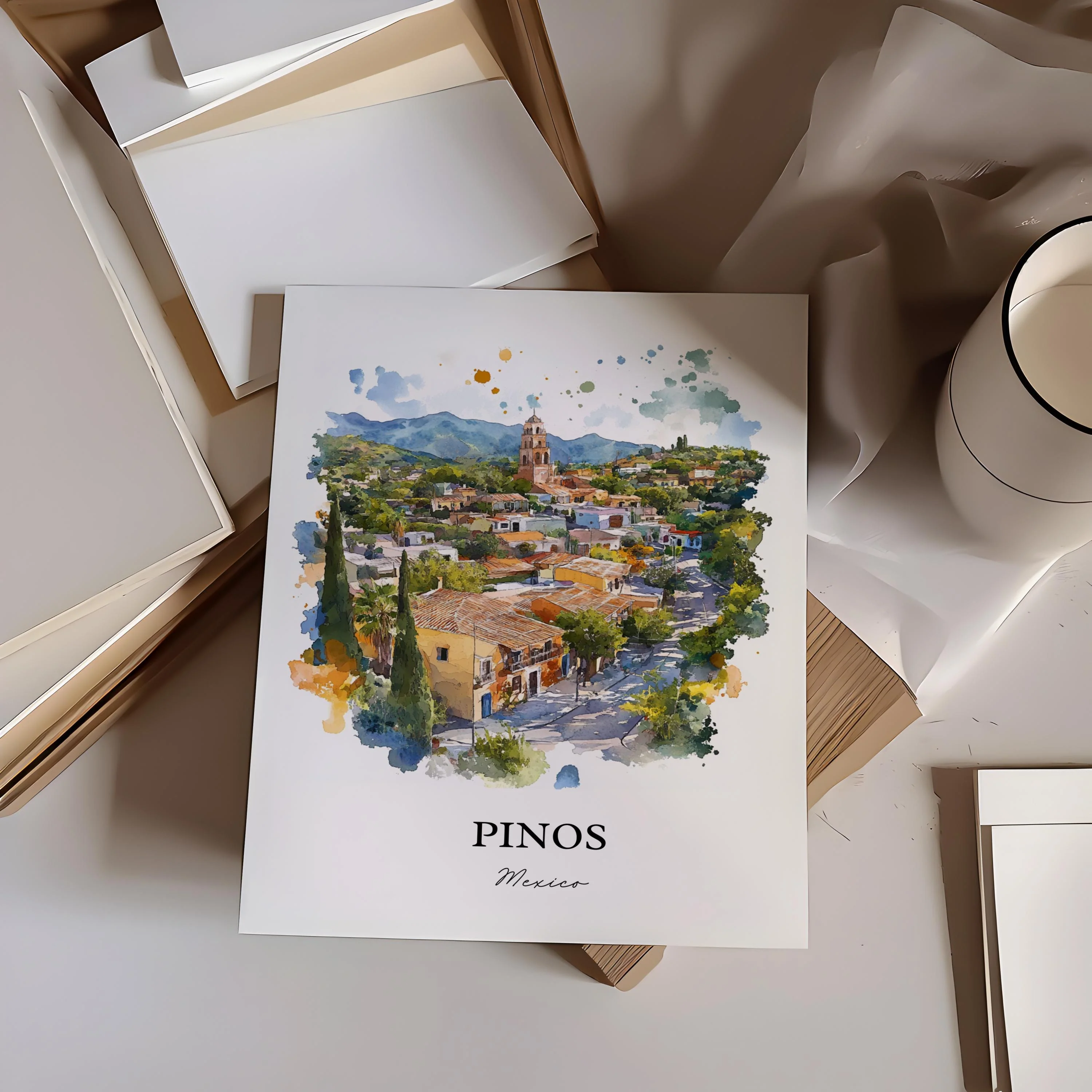 Pinos, Mexico – Watercolor Art Print - Image 6