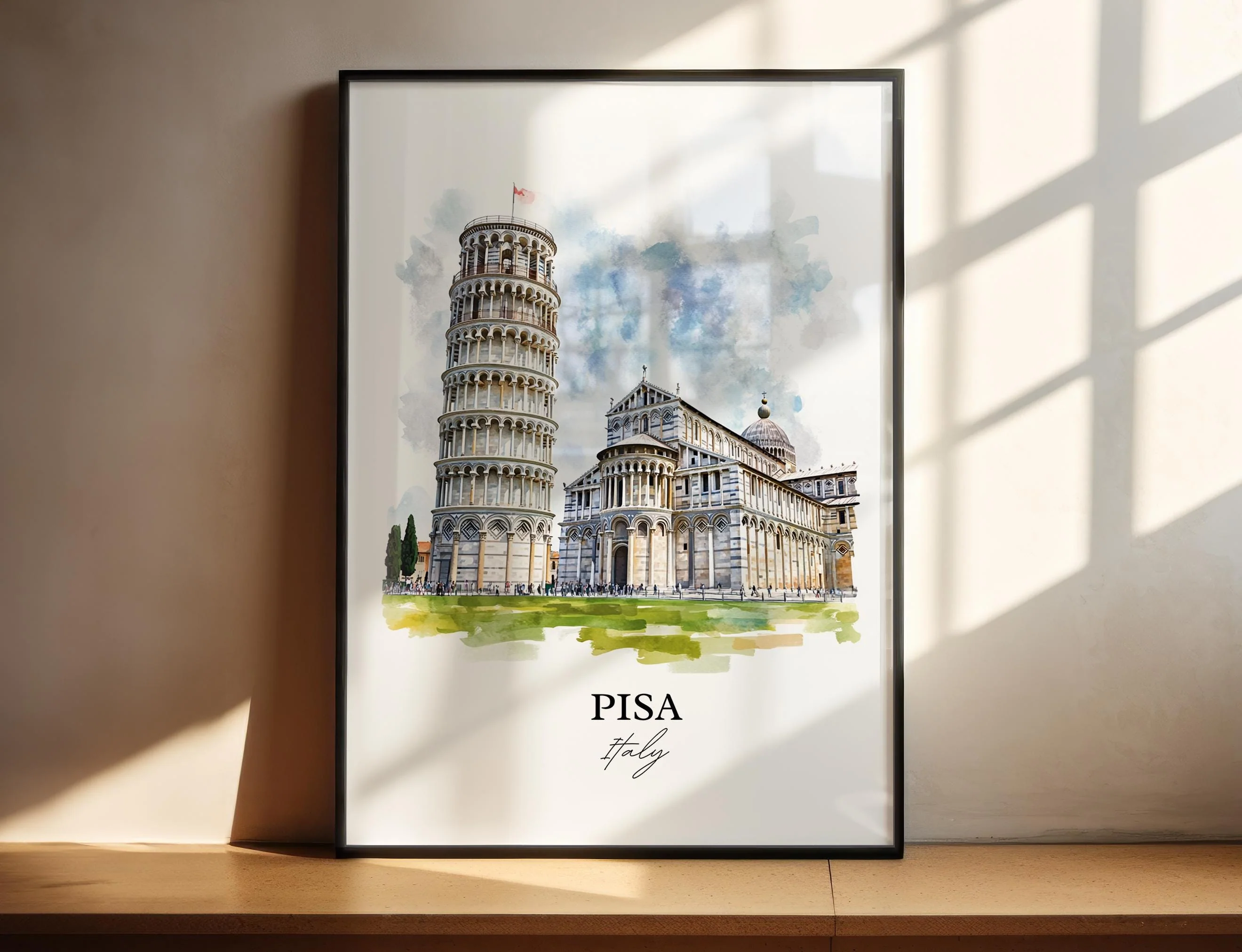 Pisa, Italy – Watercolor Art Print of Leaning Tower of Pisa