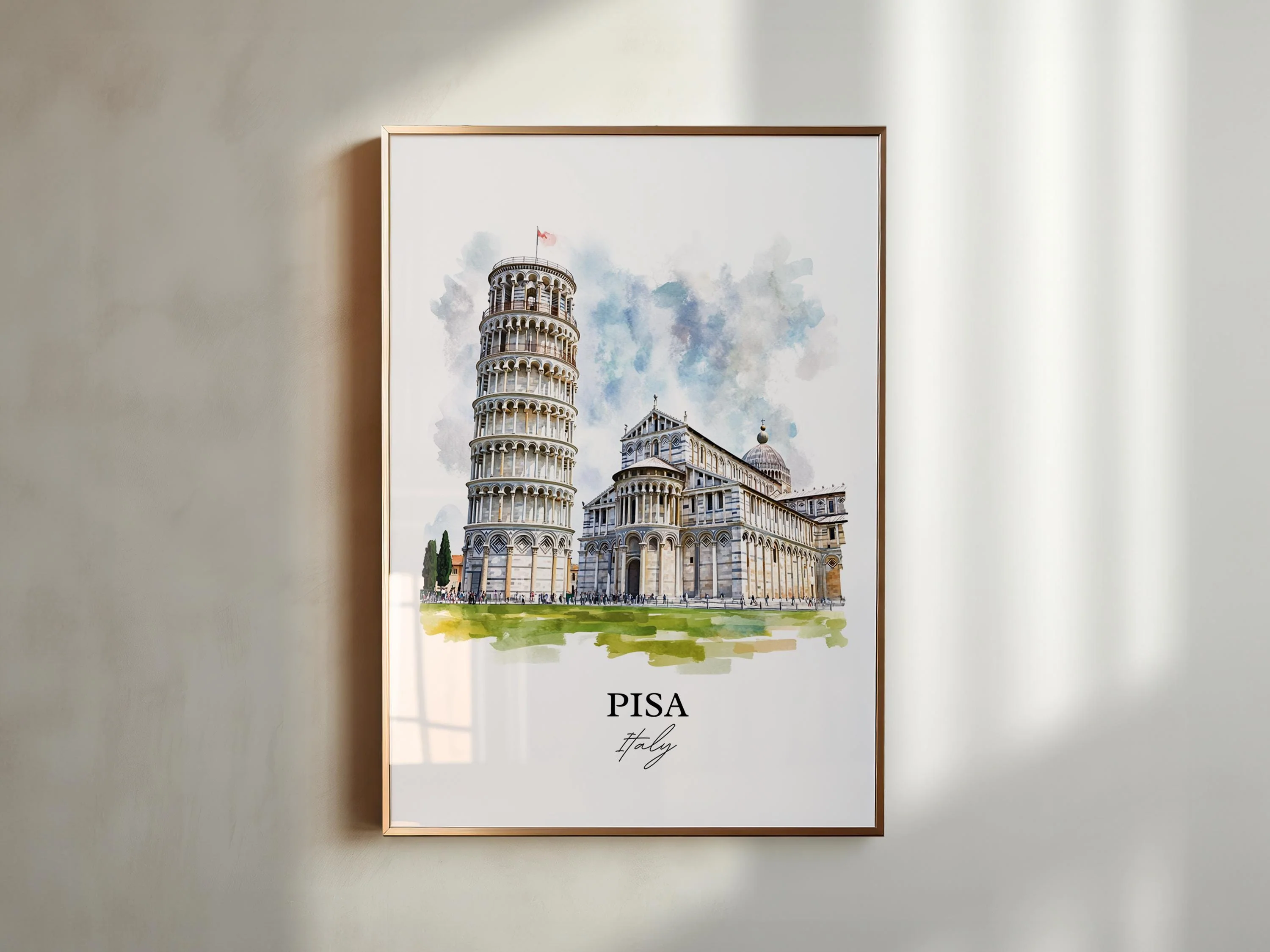 Pisa, Italy – Watercolor Art Print of Leaning Tower of Pisa - Image 3