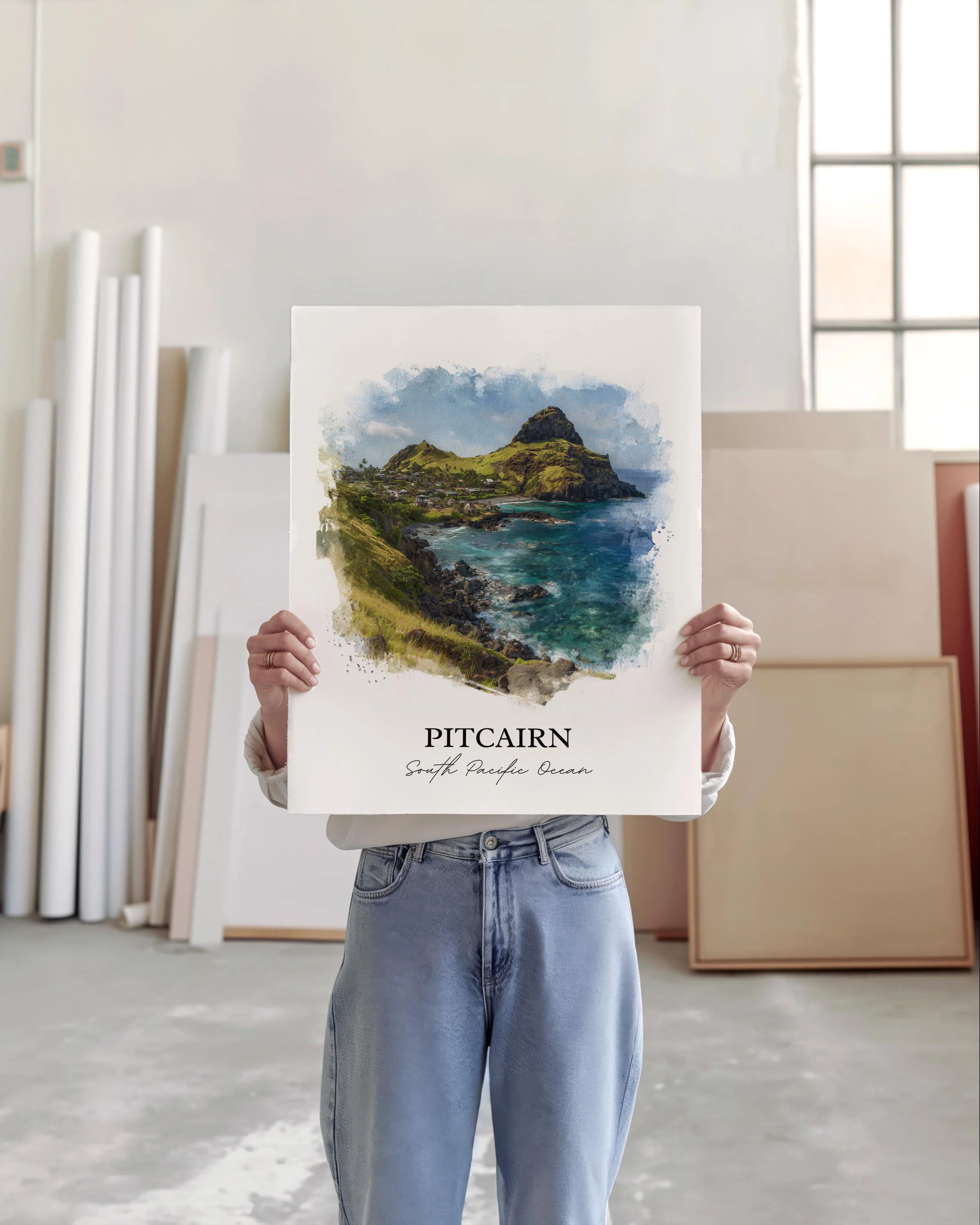 Pitcairn, South Pacific Islands – Watercolor Art Print - Image 3